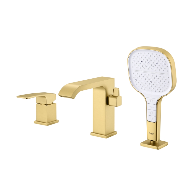 Изображение товара Смеситель для ванны Raglo R02.31.03-LM матовое золото однорычажный с душевой лейкой
