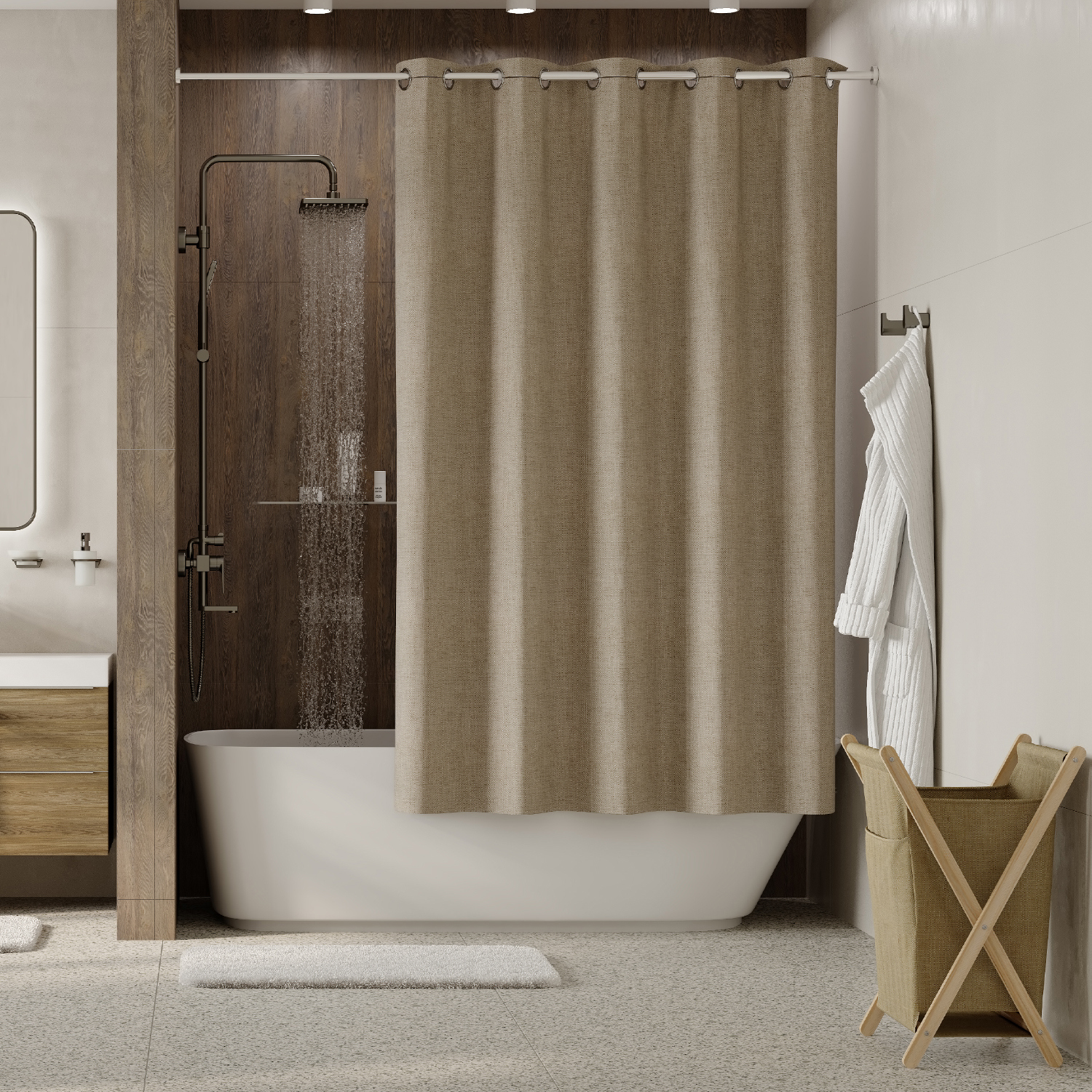 Изображение товара Шторка для ванной комнаты Wasserkraft SC-40102 200x200см цвет бежевый