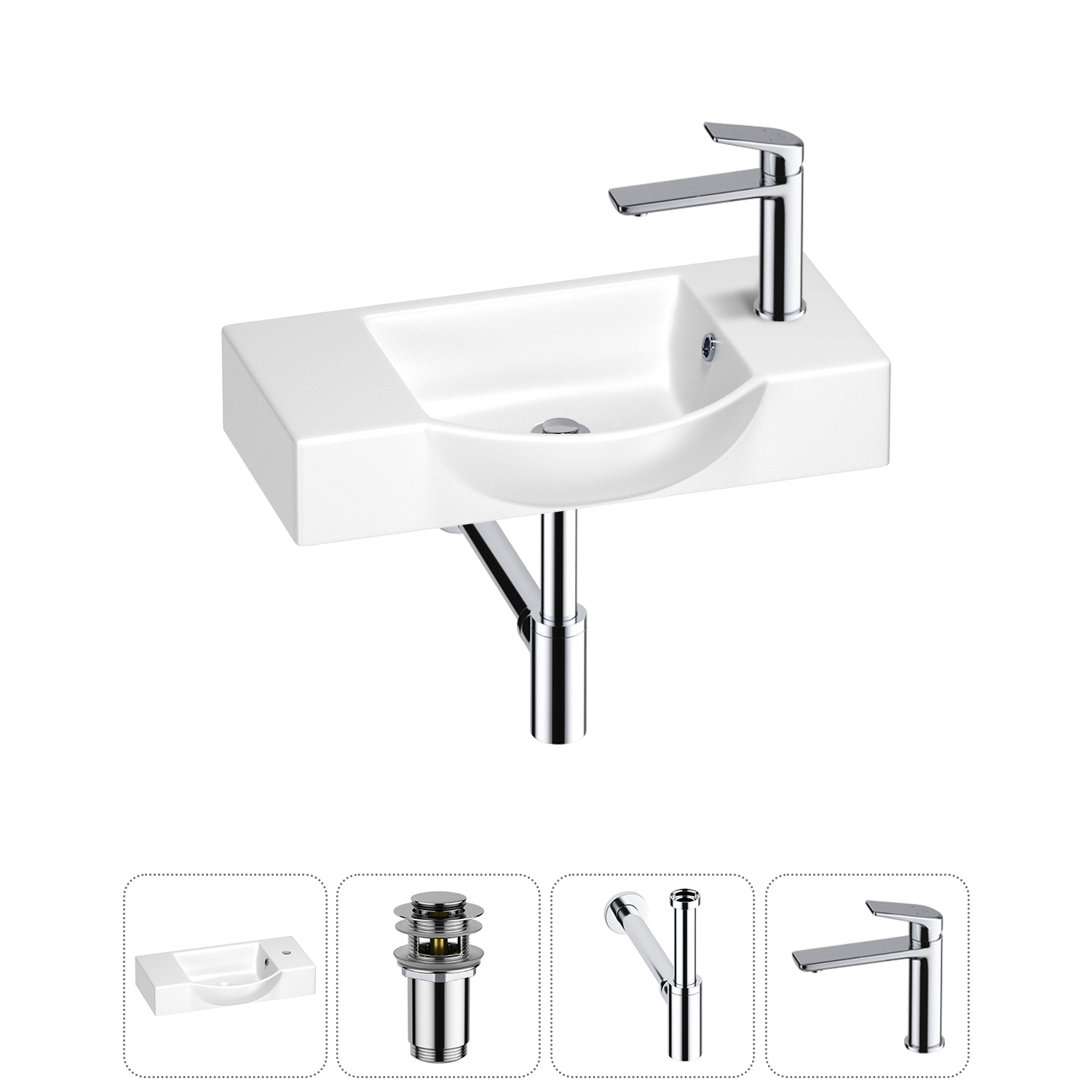 Изображение товара Раковина Wellsee WC Area 55см хром комплектующие модерн комплексное решение