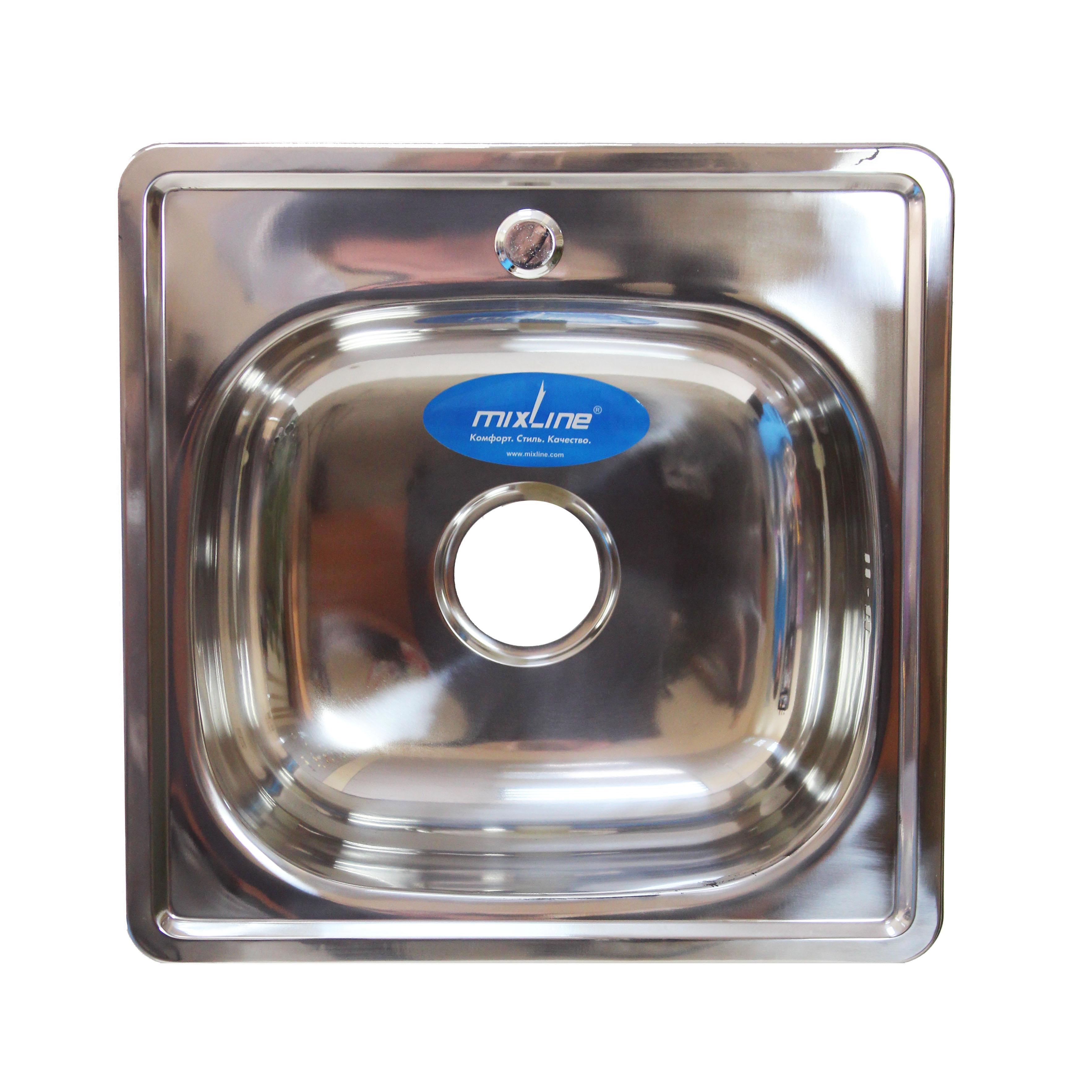 Изображение товара Врезная мойка Mixline 528187 48x48 см глубина чаши 16 см нержавеющая сталь цвет хром