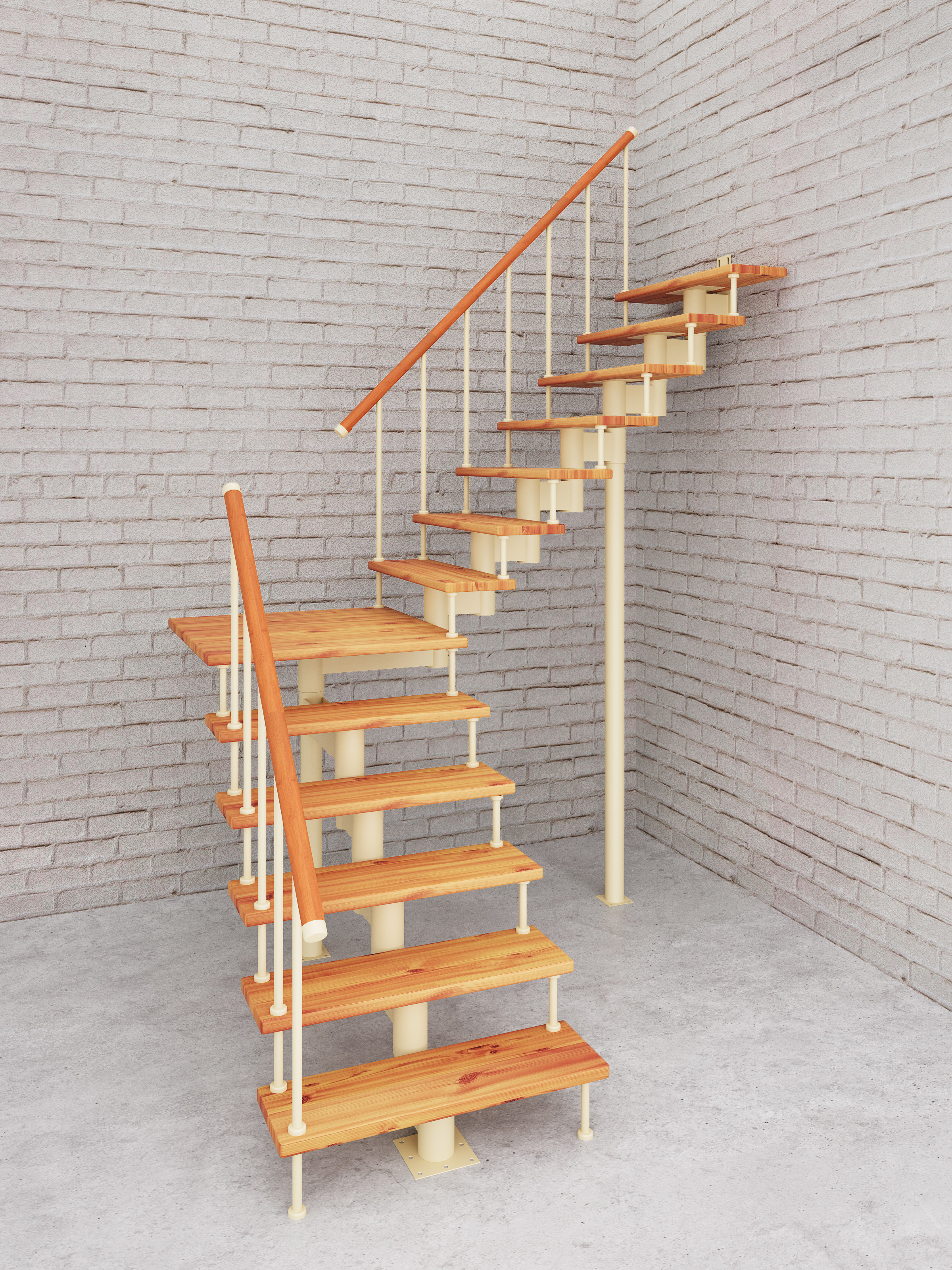 Изображение товара Модульная лестница Стамет Элегант Комфорт поворотная с площадкой 2280 мм