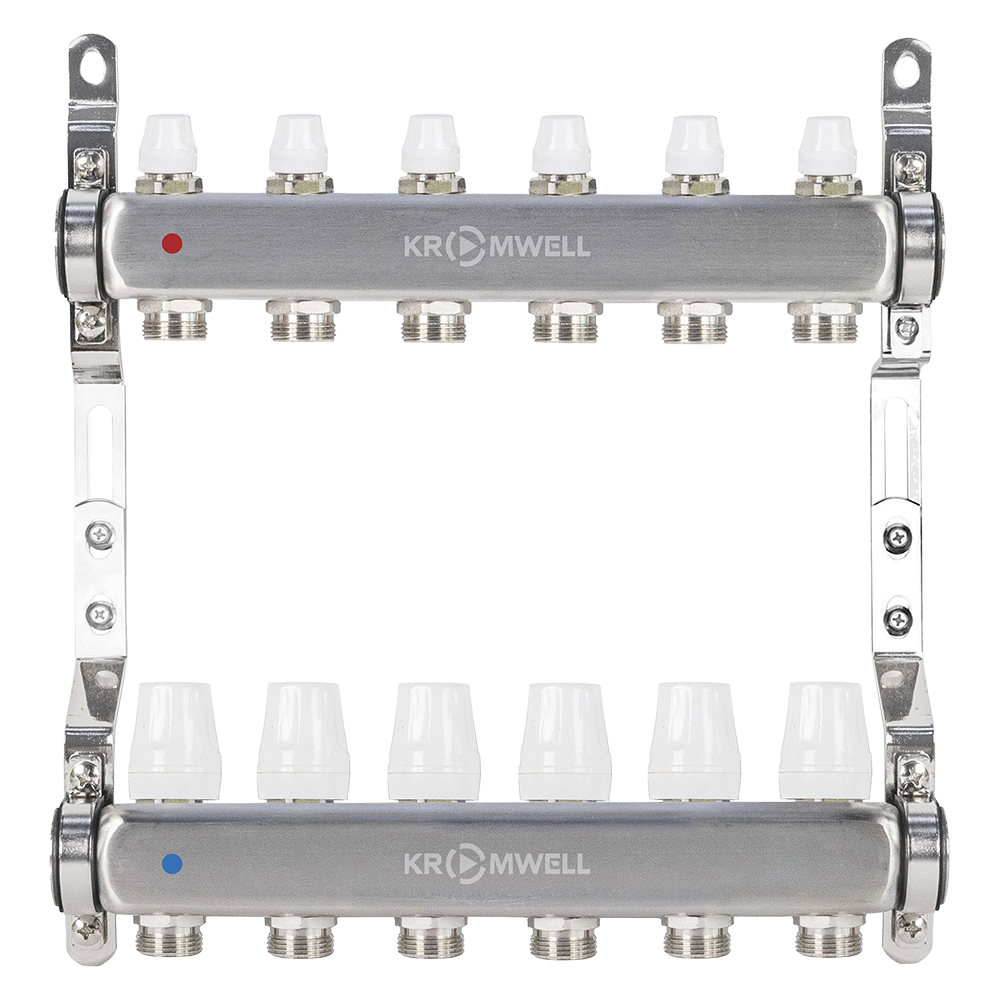 Изображение товара Коллекторная группа Kromwell KW.SM6500665 1"x3/4" евроконус 6 выходов нержавеющая сталь