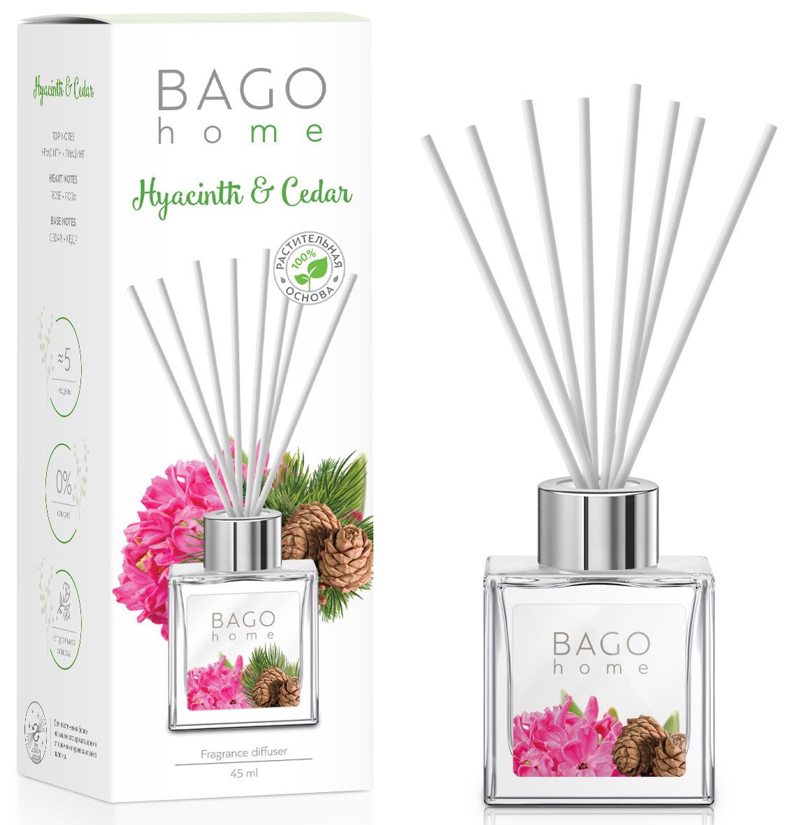 Изображение товара Диффузор Bago Home Гиацинт и кедр 45 мл для создания уюта и приятного аромата