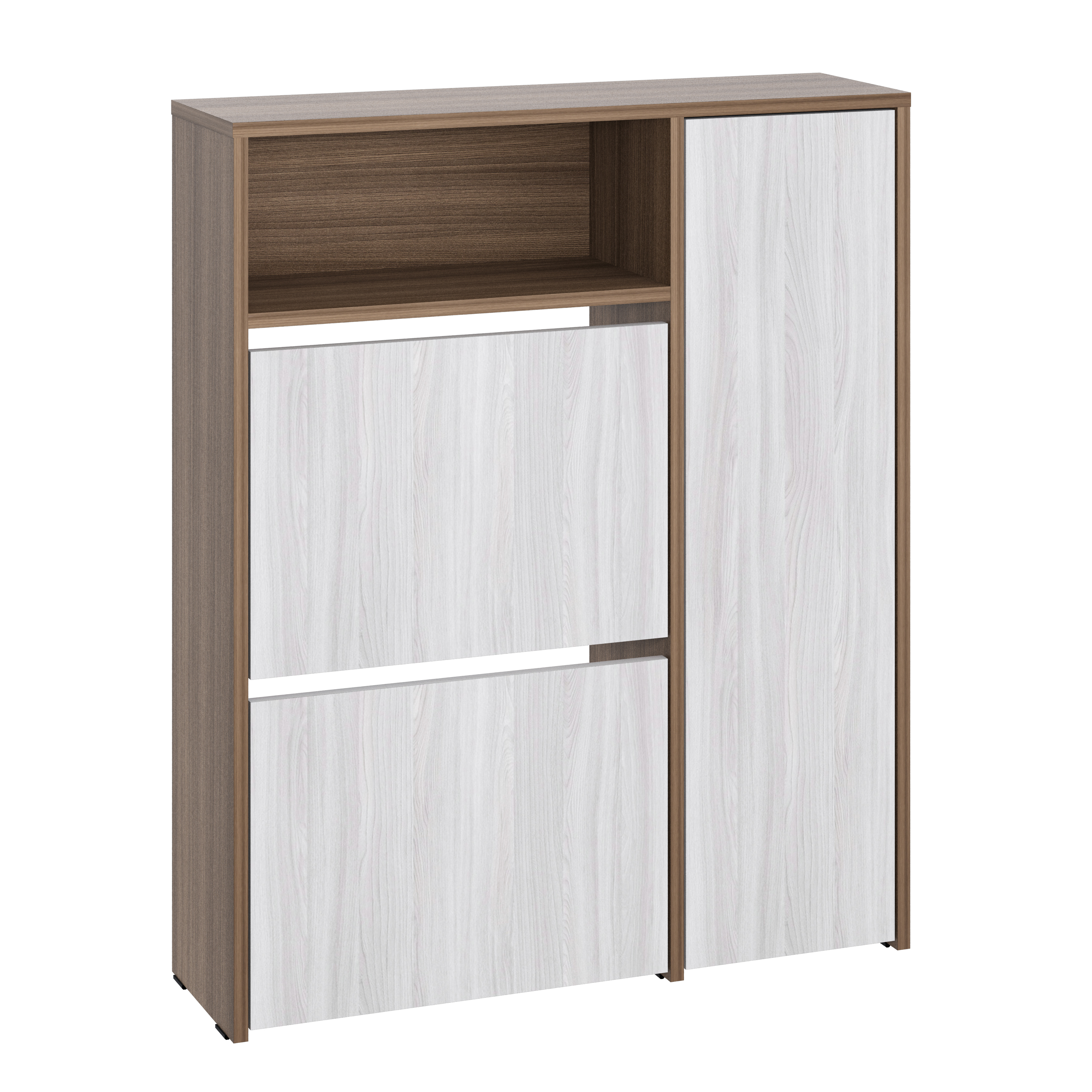 Изображение товара Обувница Атмосфера 80x97x24 см 2 секции с дверкой Лайт Шимо светлый/темный