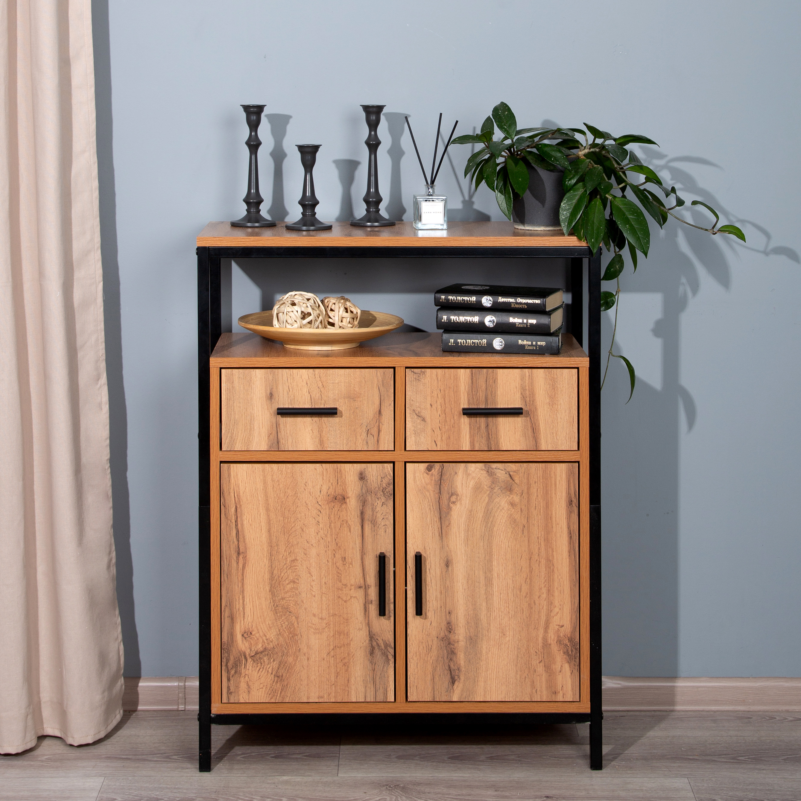 Изображение товара Комод Letta 2 ящика Металл цвет дуб вотан