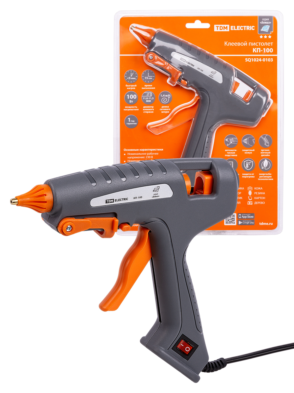 Изображение товара Клеевой пистолет Tdm Electric SQ1024-0103 мощностью 230 Вт