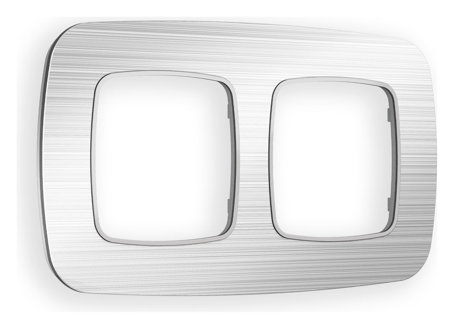 Изображение товара Рамка для розеток и выключателей Ambrella volt Omega Radian OF580102 2 поста серебро металл