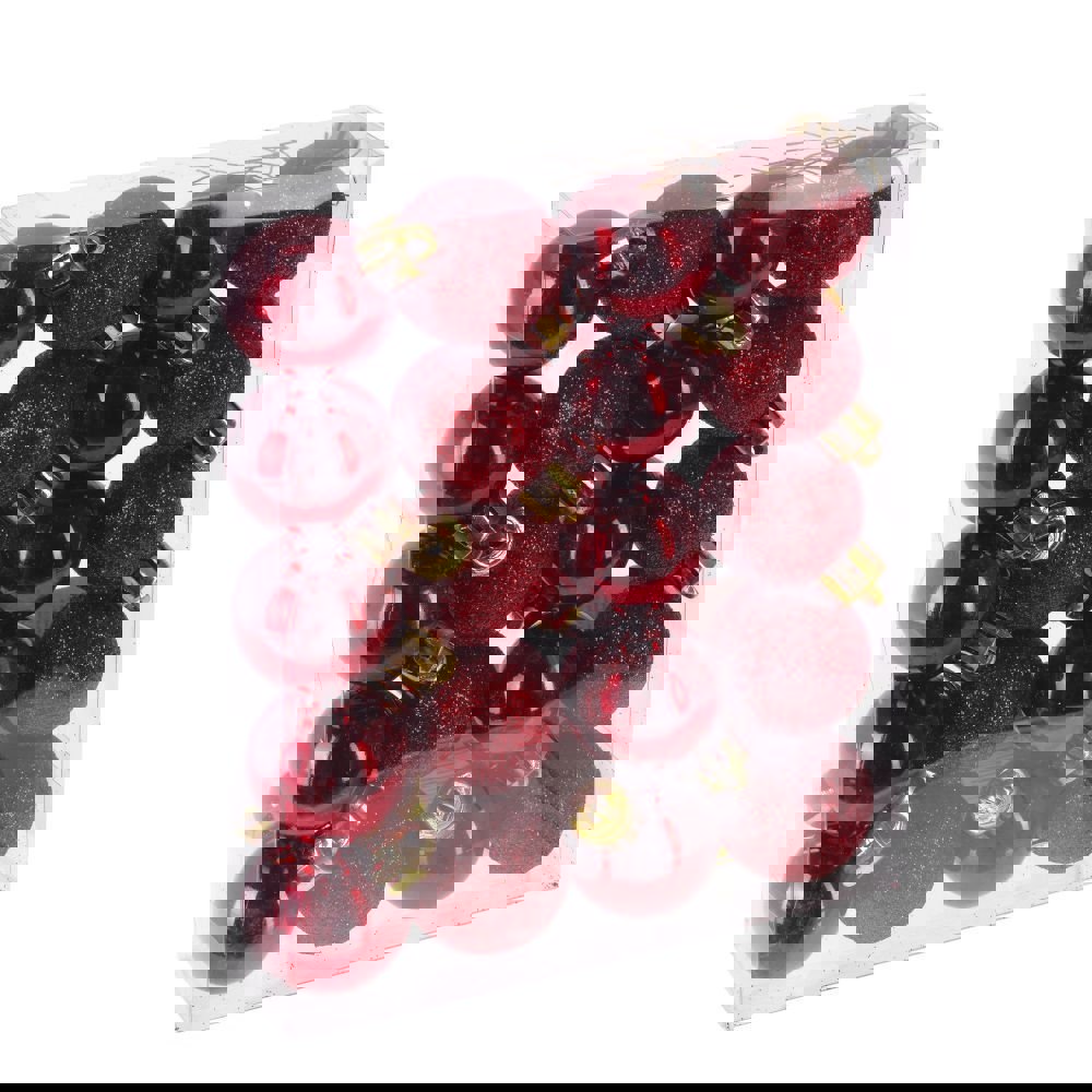 Изображение товара Набор елочных шаров No name 722871 Снежок вишневый 3 см пвх красный 20 шт