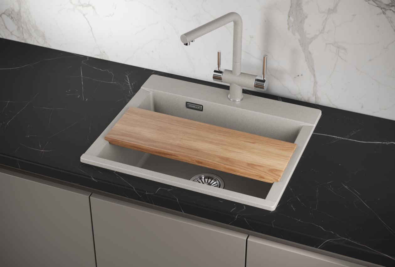 Изображение товара Накладная мойка Granula ES-5804 50x58x20 см кварц цвет бежево-серый