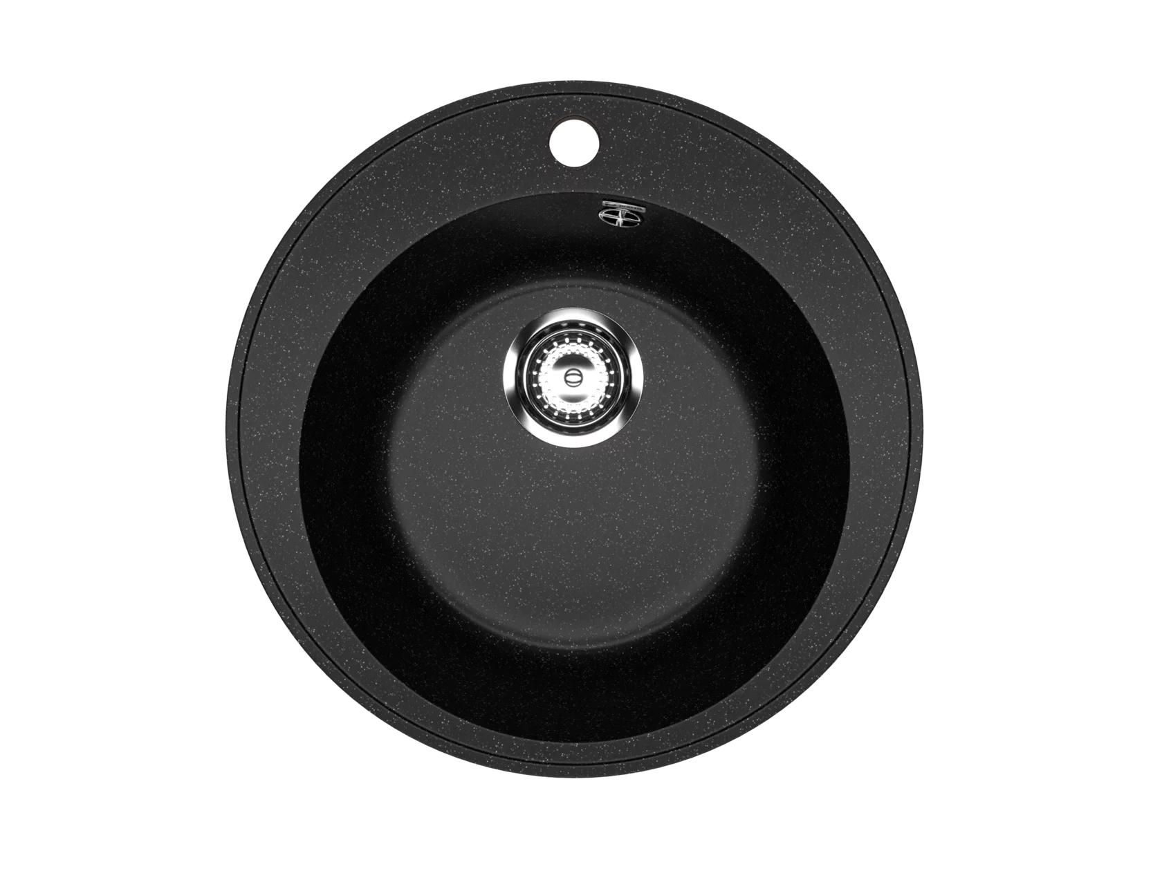 Изображение товара Мойка для кухни Practik PR-M 475-004 47.5x47.5 см глубина чаши 47.5 см искусственный камень цвет черный