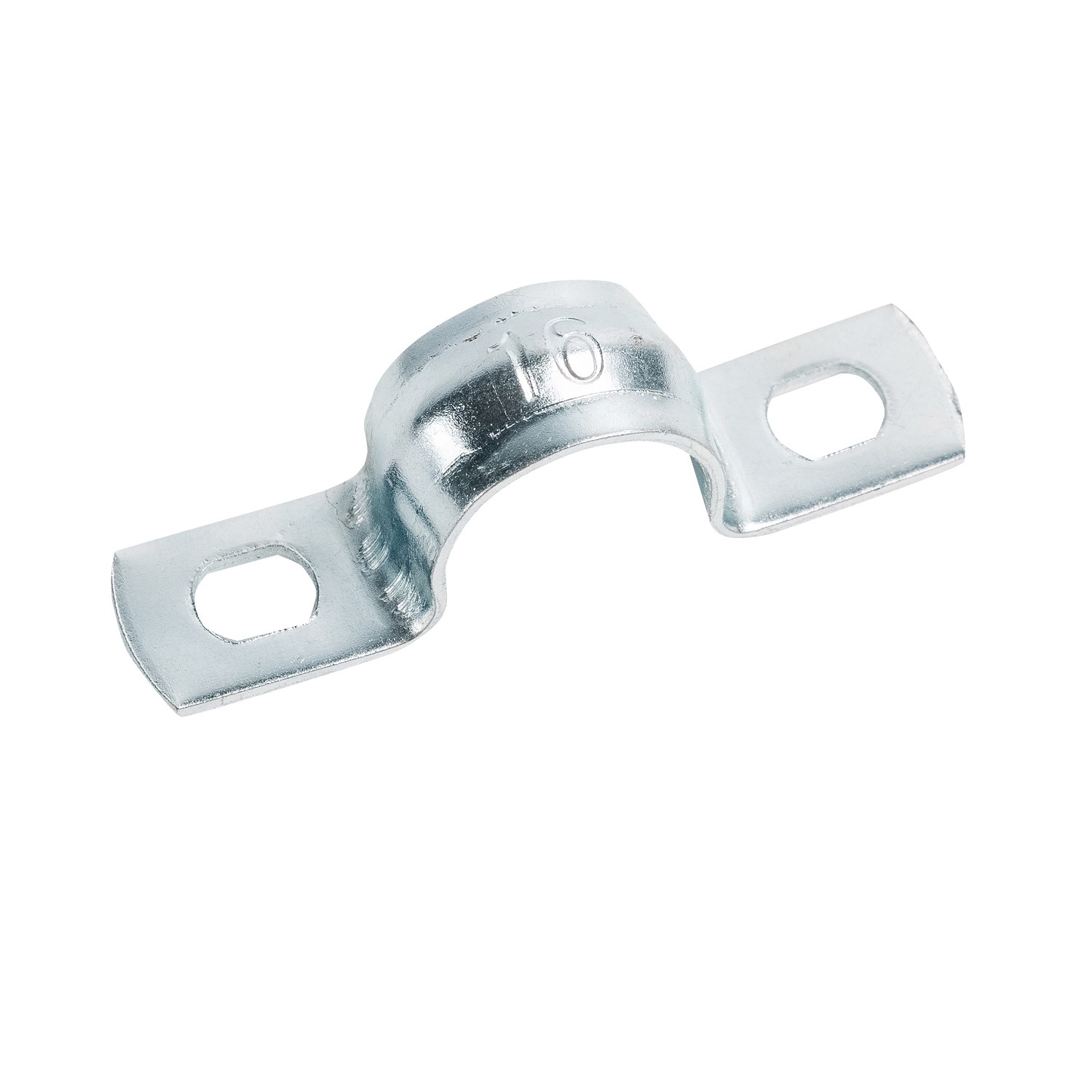 Изображение товара Скоба оцинкованная Экопласт с двумя отверстиями для трубы D16 мм 100 шт.