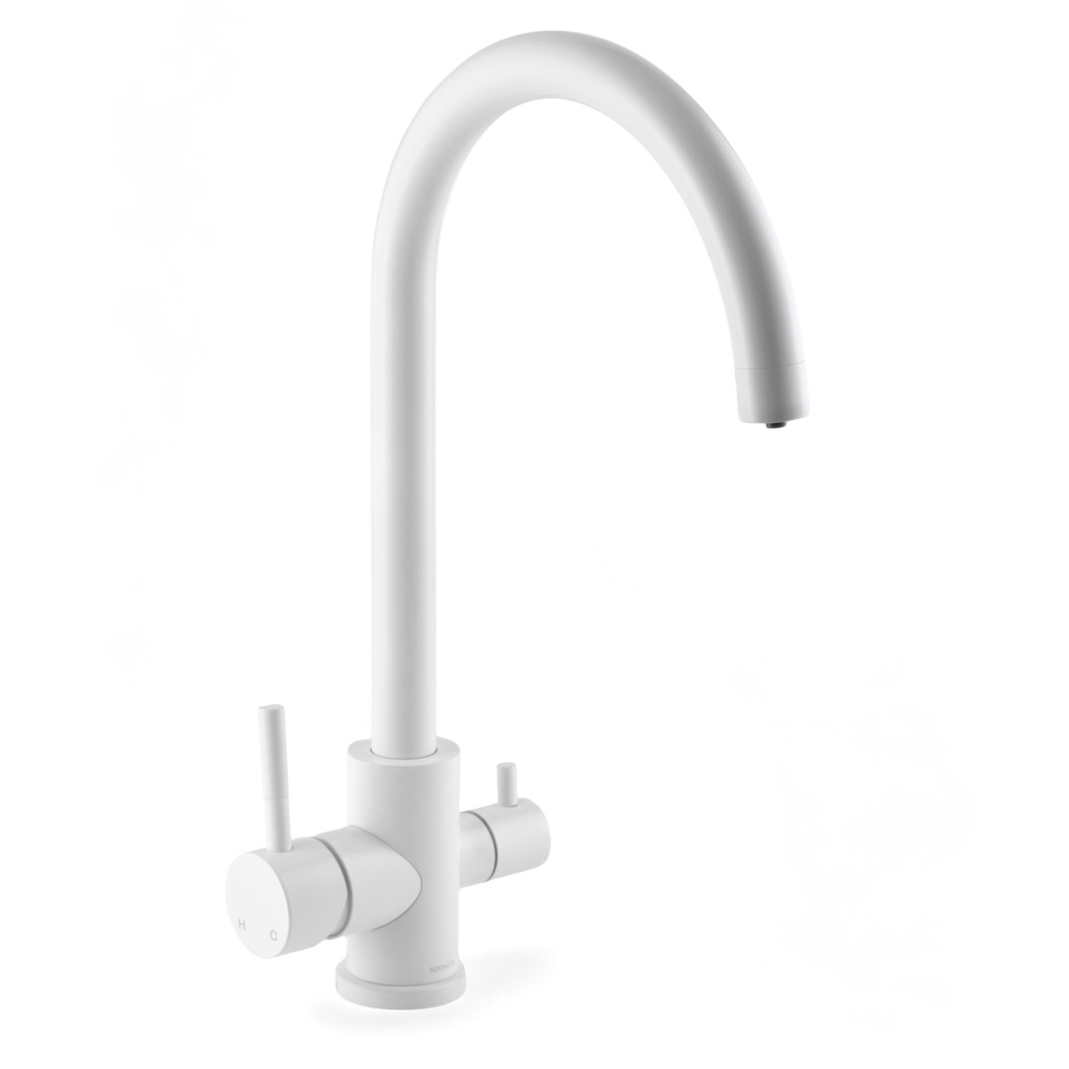 Изображение товара Смеситель кухонный поворотный излив 25 см белый OUTE T60203CK