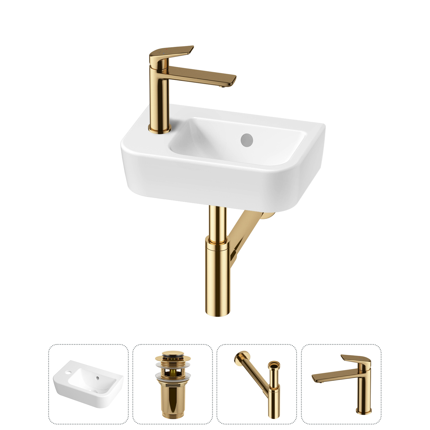 Изображение товара Раковина Lavinia boho one 20217319R 37см белая с донным клапаном сифоном и смесителем