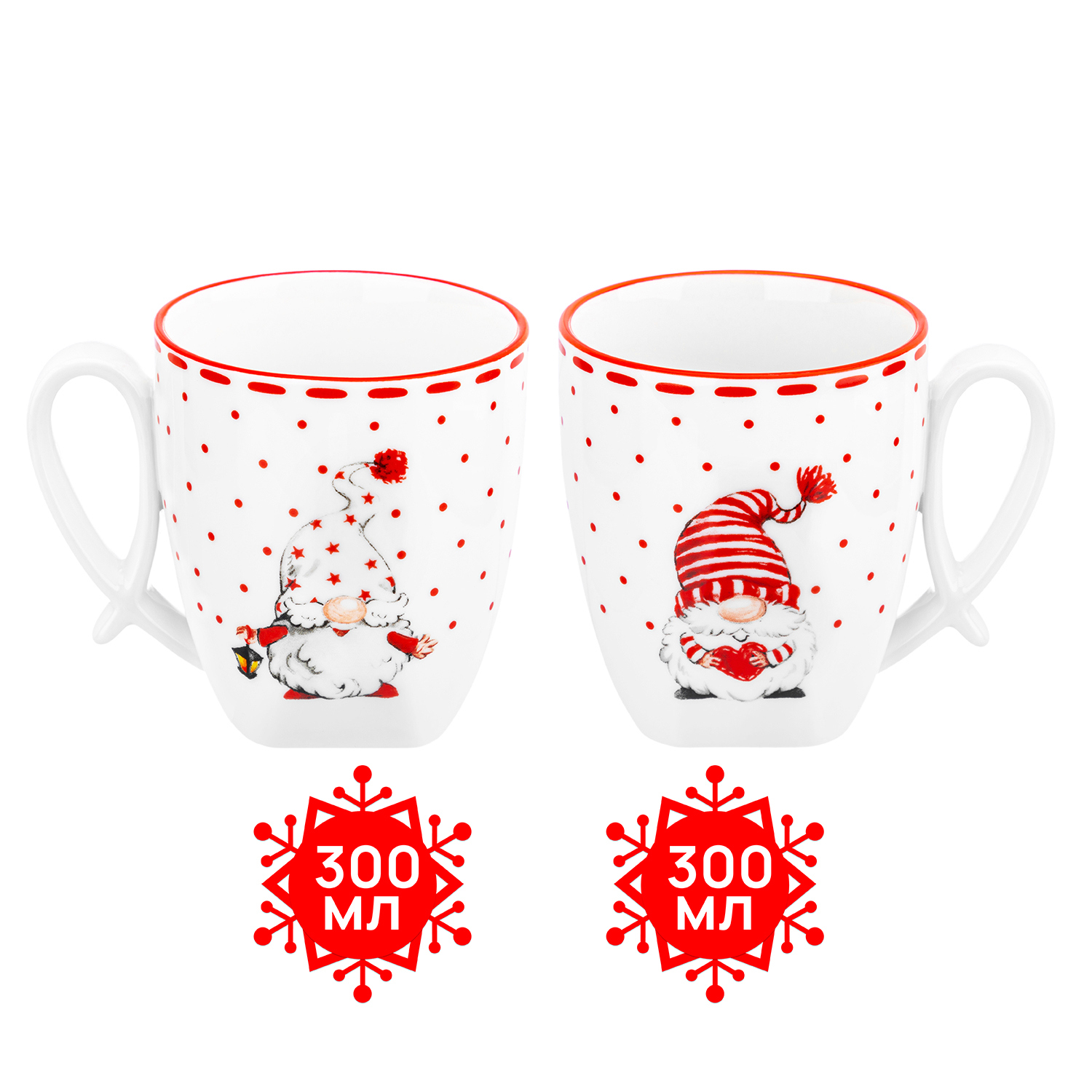 Изображение товара Набор кружек фарфор Elan Gallery 2 шт Веселые гномики разноцветные 300 мл