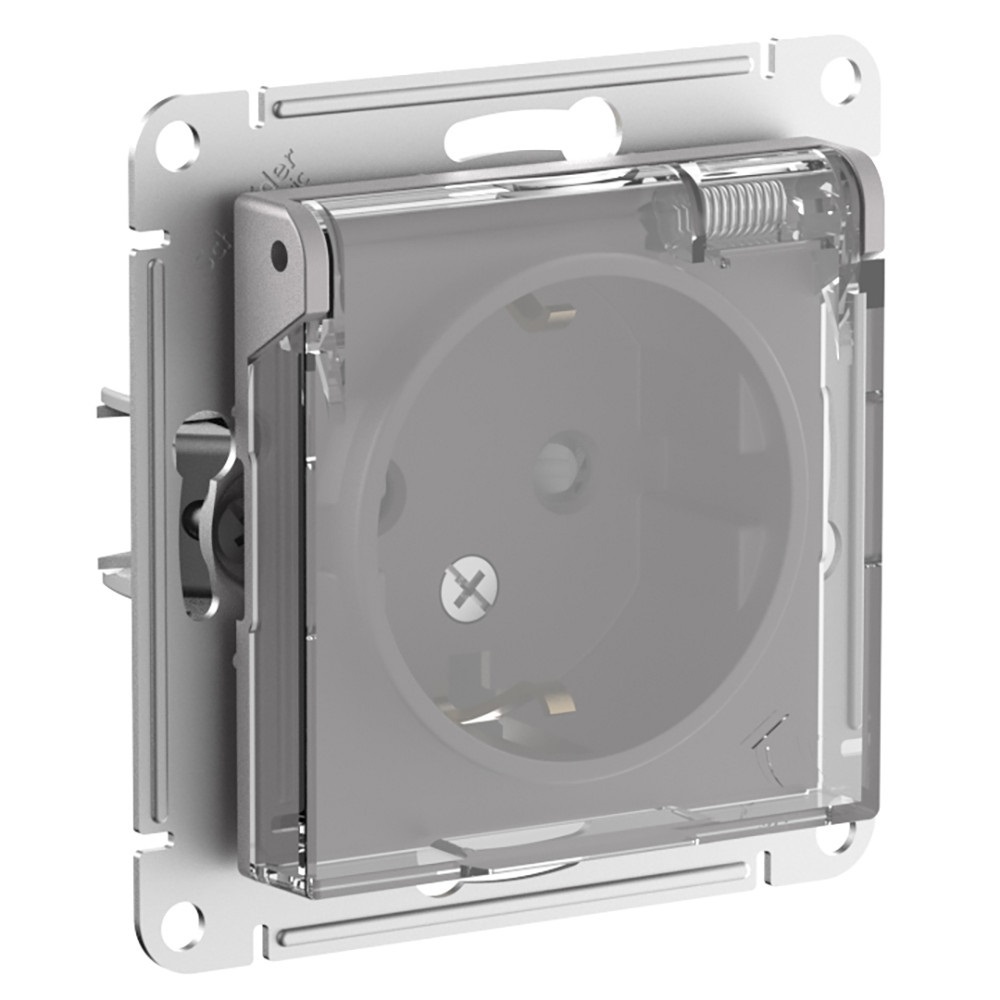Изображение товара Розетка встраиваемая Systeme electric AtlasDesign ATN440346 с заземлением цвет алюминий