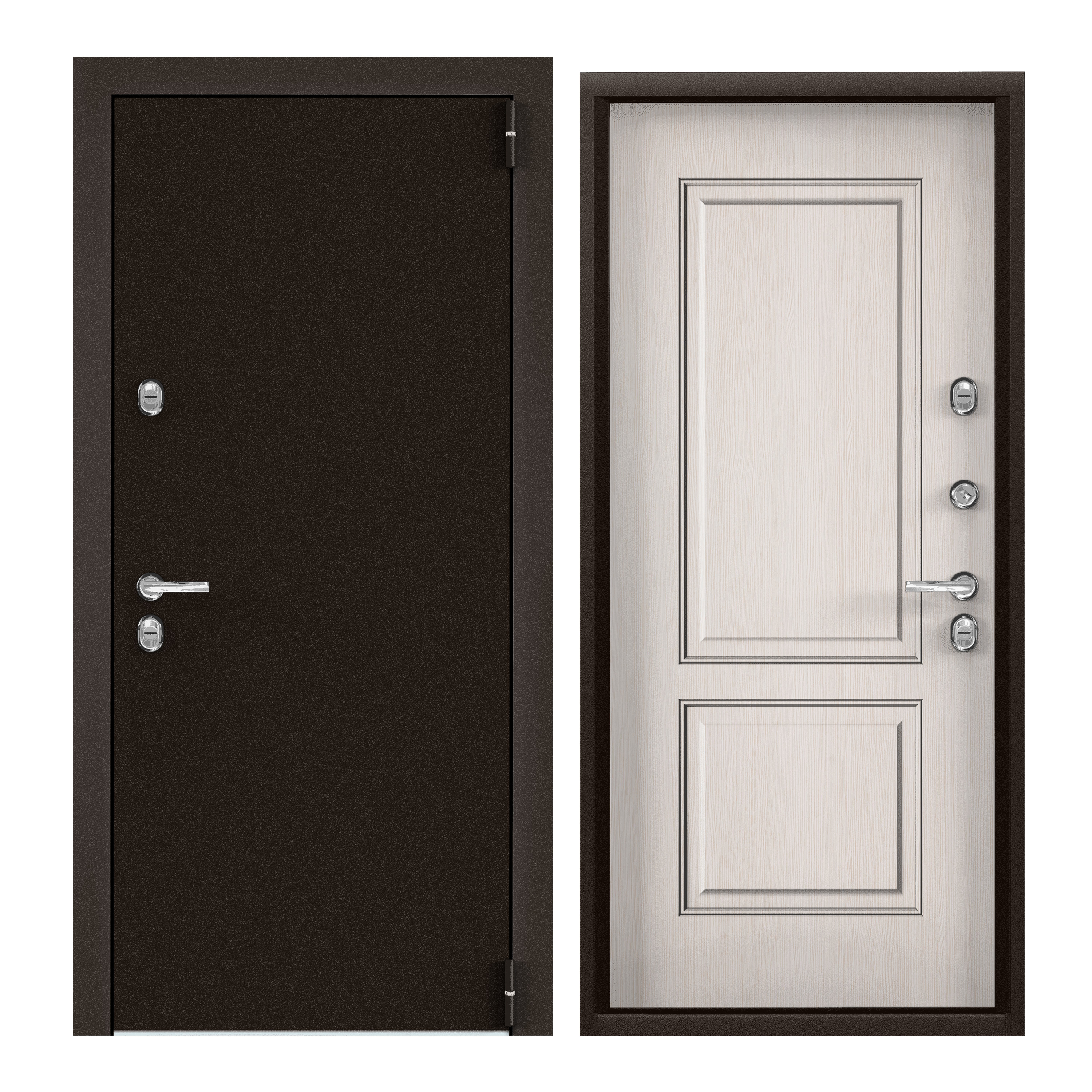 Изображение товара Входная дверь TOREX Village advanced Правый 205x95 см Букле коричневый / Лиственница белая