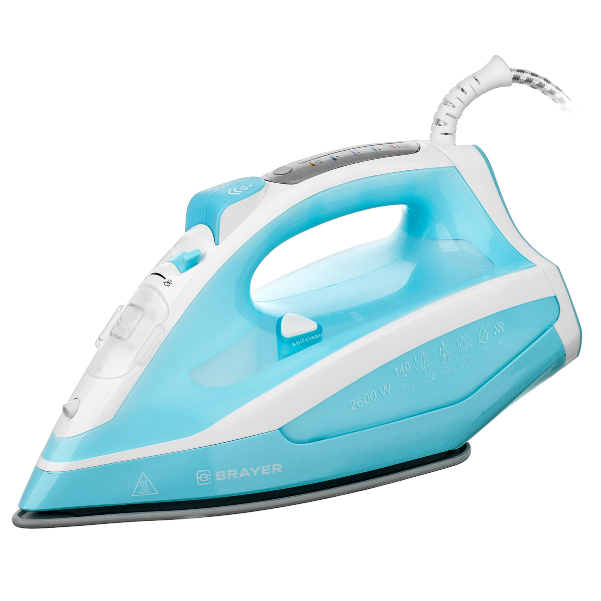 Изображение товара Утюг Brayer Br4000 голубой 2600 Вт с керамической подошвой и функциями отпаривания