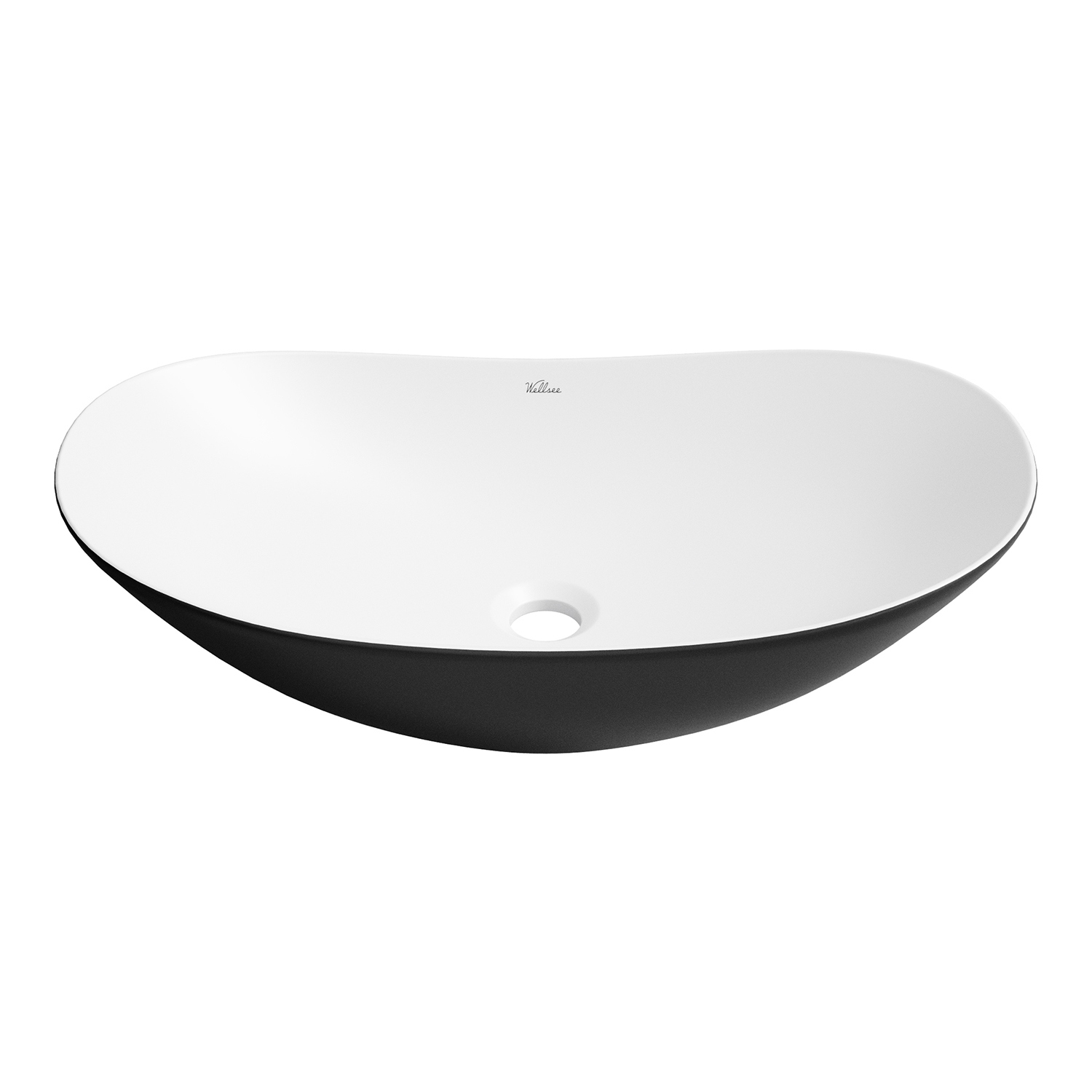 Изображение товара Раковина накладная для ванной Wellsee Carefree Dove 60 см матовый черный/белый