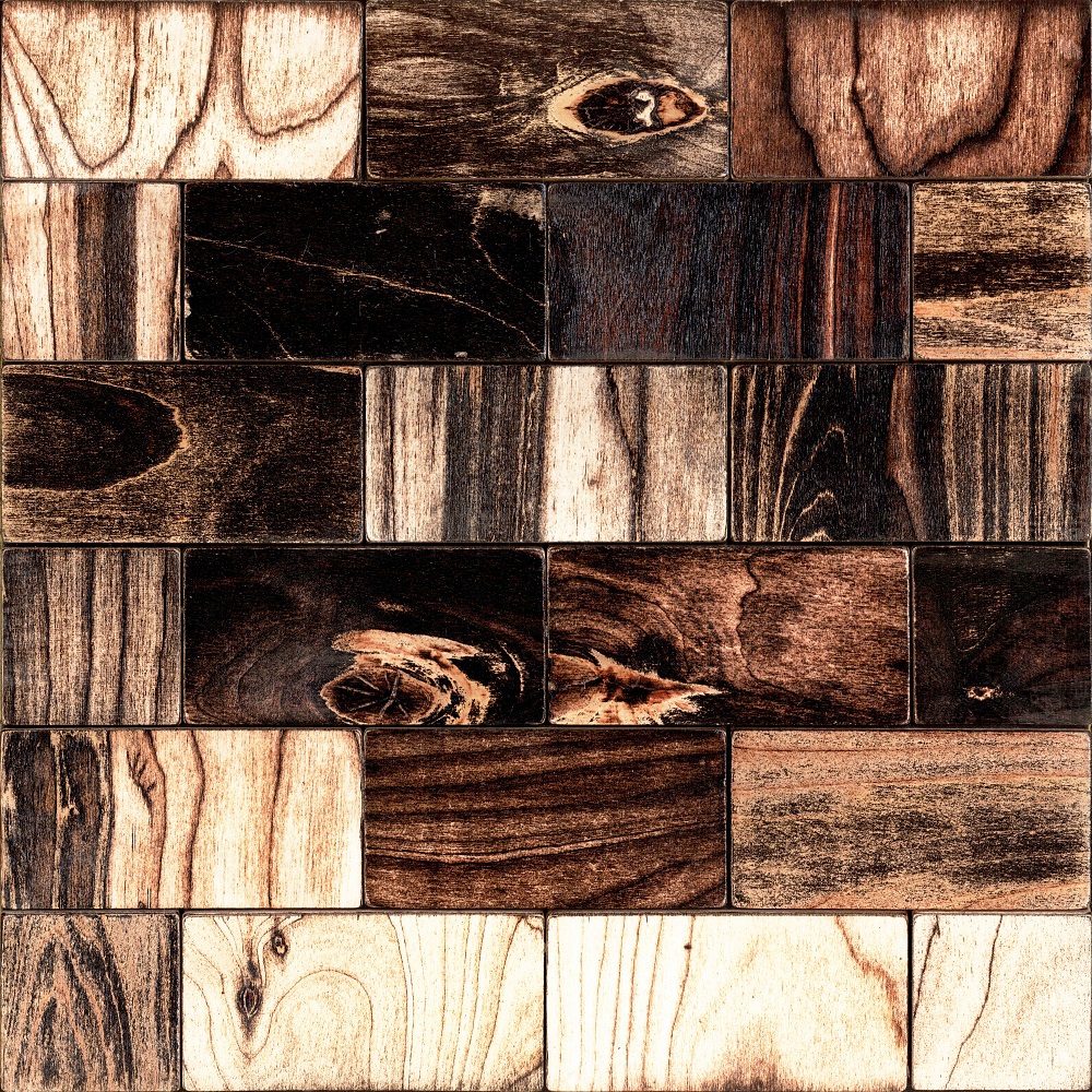 Изображение товара Панель-мозаика Gluten Lignum Боул, коричневый, 300x300x4 мм, 22 шт