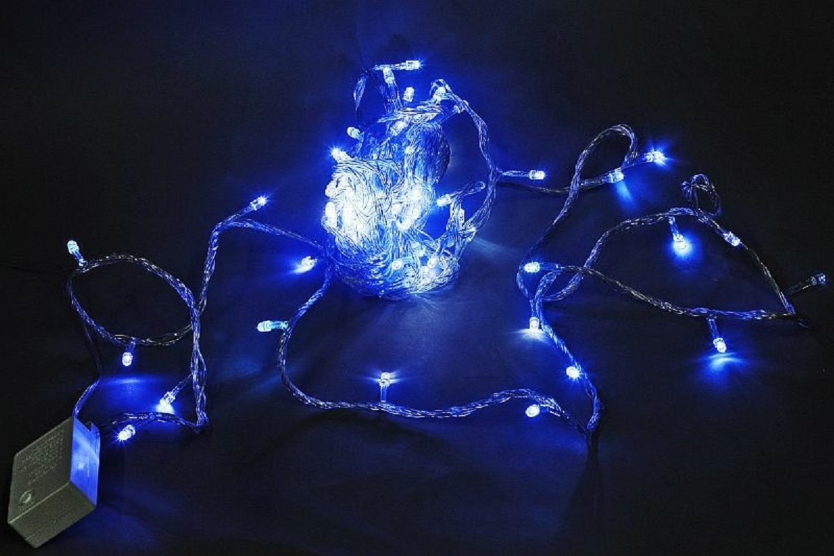 Изображение товара Электрогирлянда комнатная Sneha a-001 led bl нить 10 м 100 ламп синий 1 режим работы