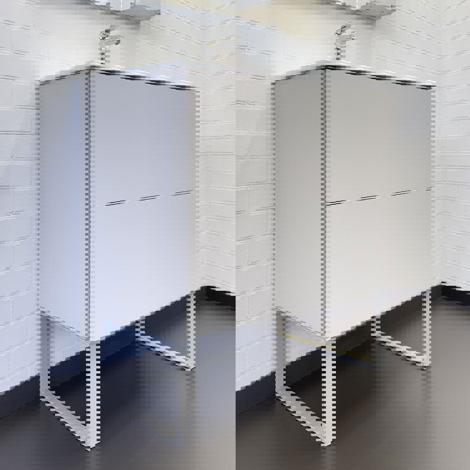 Изображение товара Тумба под раковину Comforty Бильбао 81см серый с двумя ящиками и раковиной