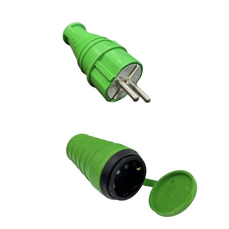 Изображение товара Комплект розетка с вилкой NVO-KI-COMBI-R-V-16-44-GREEN, IP44, 16А, 250В, каучук, Россия