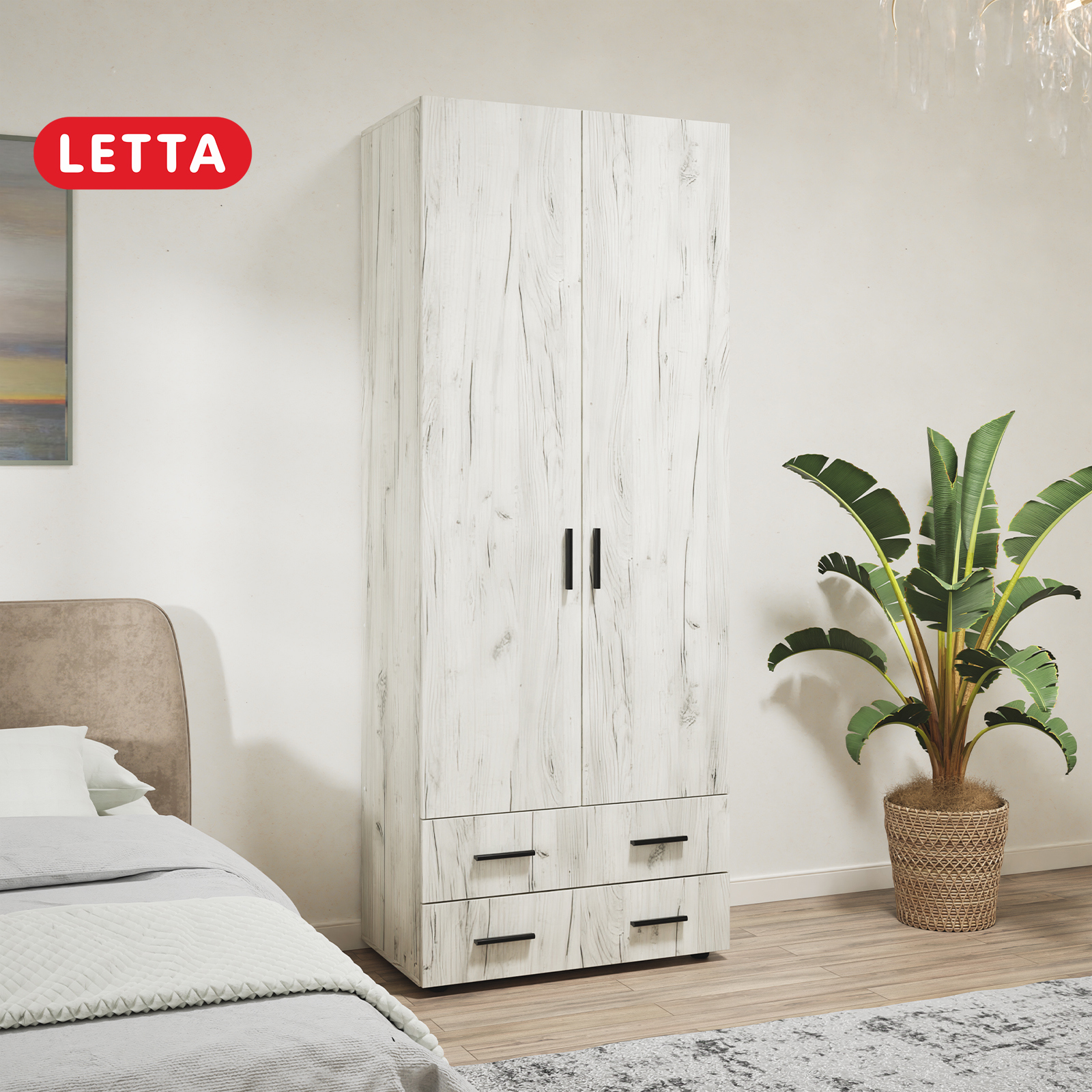 Изображение товара Шкаф распашной Letta Норд 80x205.7 см дуб крафт белый ЛДСП
высокий вместительный дизайн для дома и 