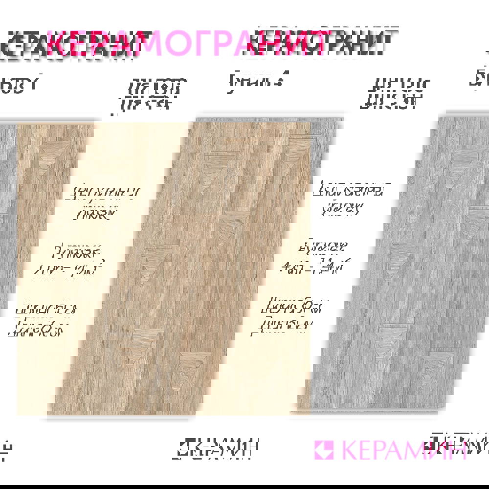 Изображение товара Керамогранит Керамин Бунгало темно-бежевый 60x60 см