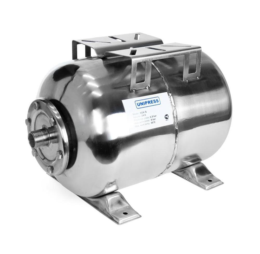 Изображение товара Гидроаккумулятор горизонтальный 24 л UNIPUMP 85109 нержавеющая сталь