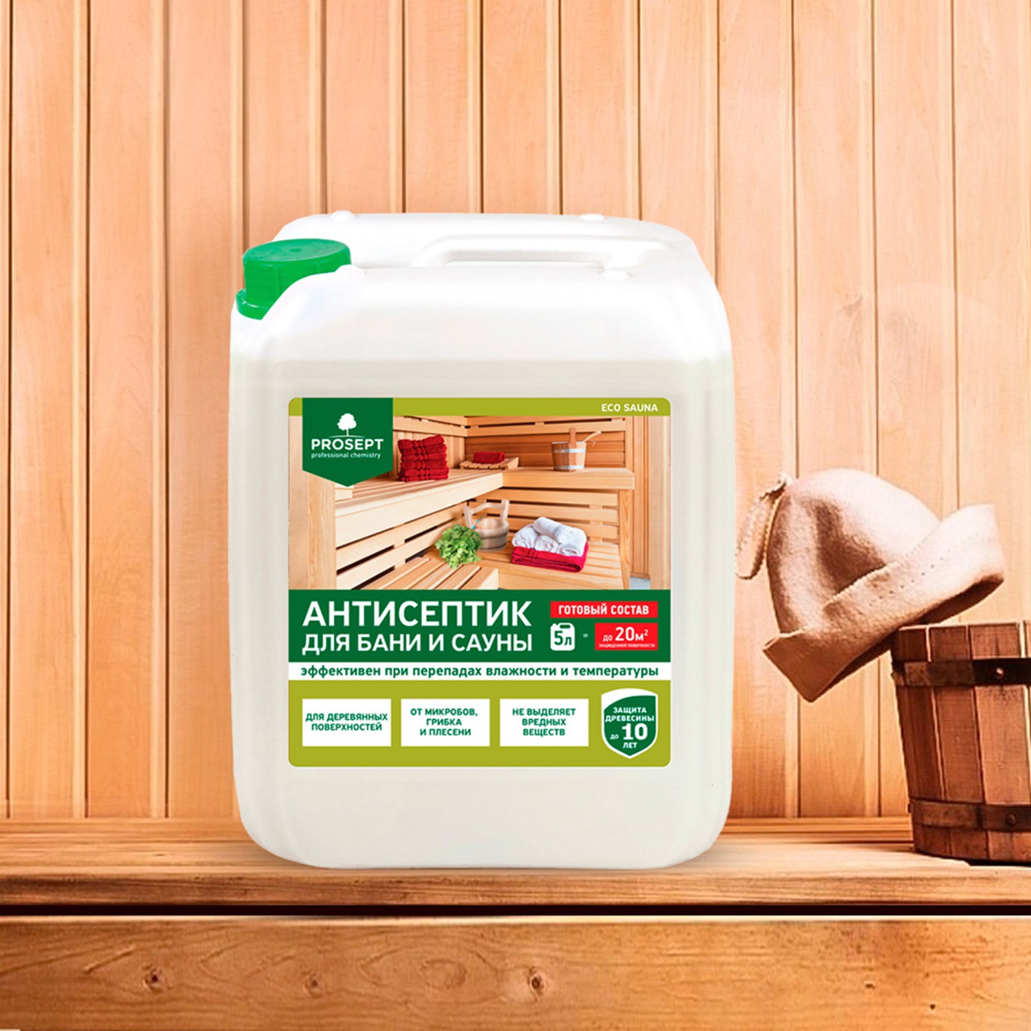 Изображение товара Деревозащитный антисептик PROSEPT 016-5 для бани и сауны, 5 л