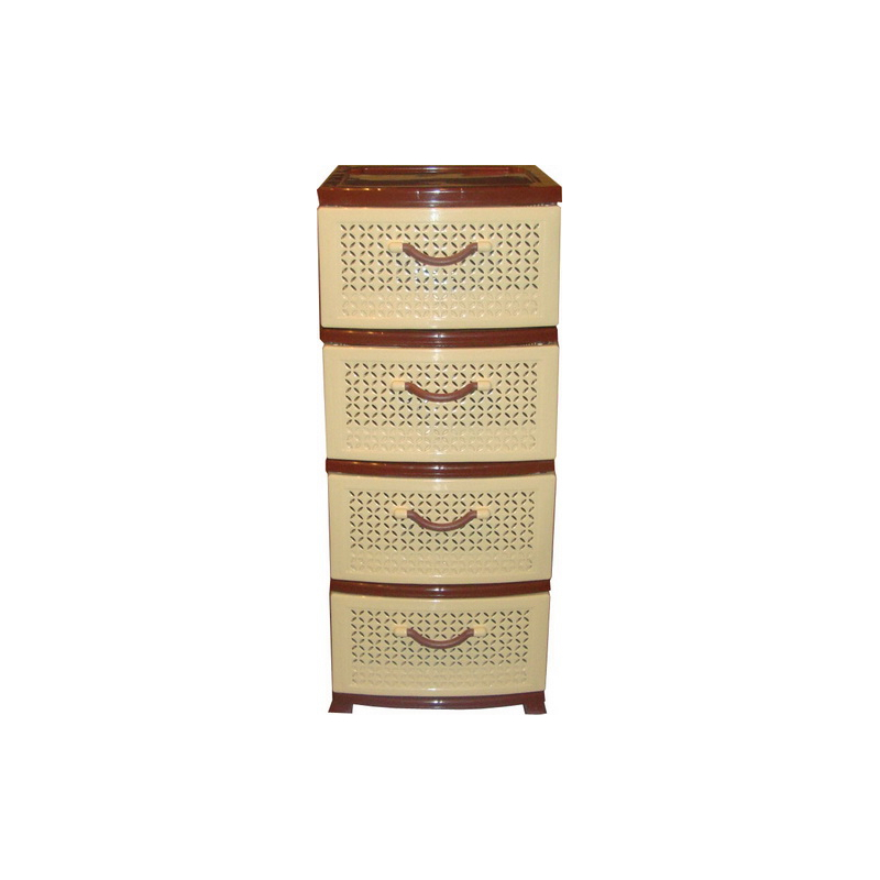 Изображение товара Комод Росспласт Ромашка с 4 ящиками из пластика, бежевый, 38x47x95 см