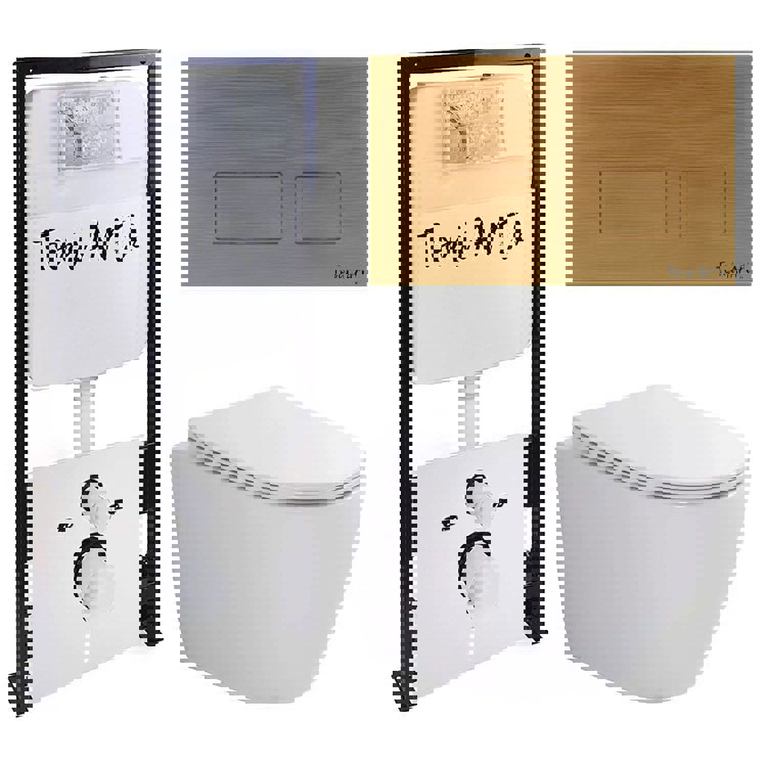 Изображение товара Комплект инсталляция и унитазом TONI ARTI TA-01 Russi торнадо с клавишей Noche TA-0046 с сиденьем с микролифтом