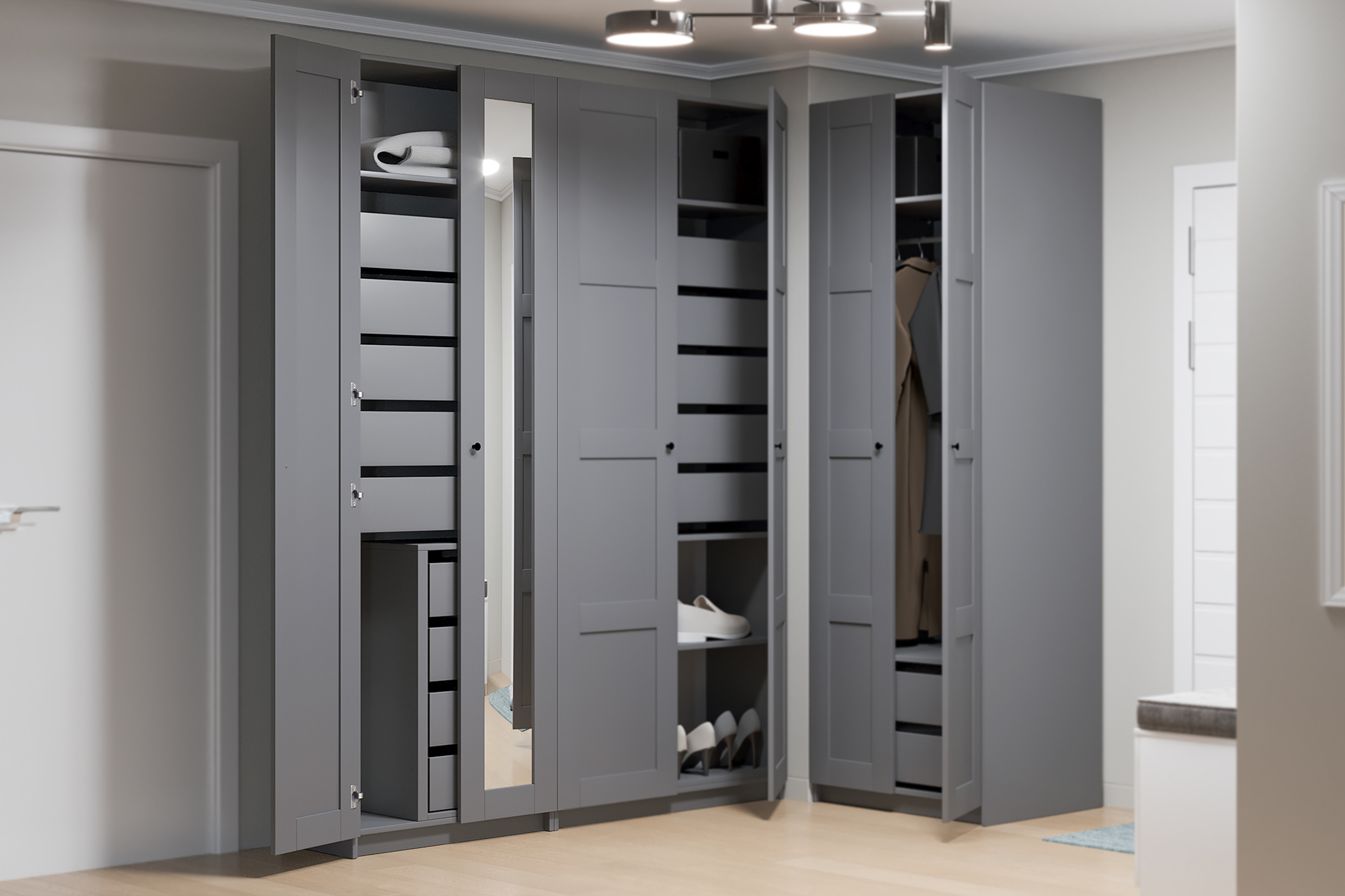 Изображение товара Дверь Гуд Лакк Макс с зеркалом 225.8x37.2см серый