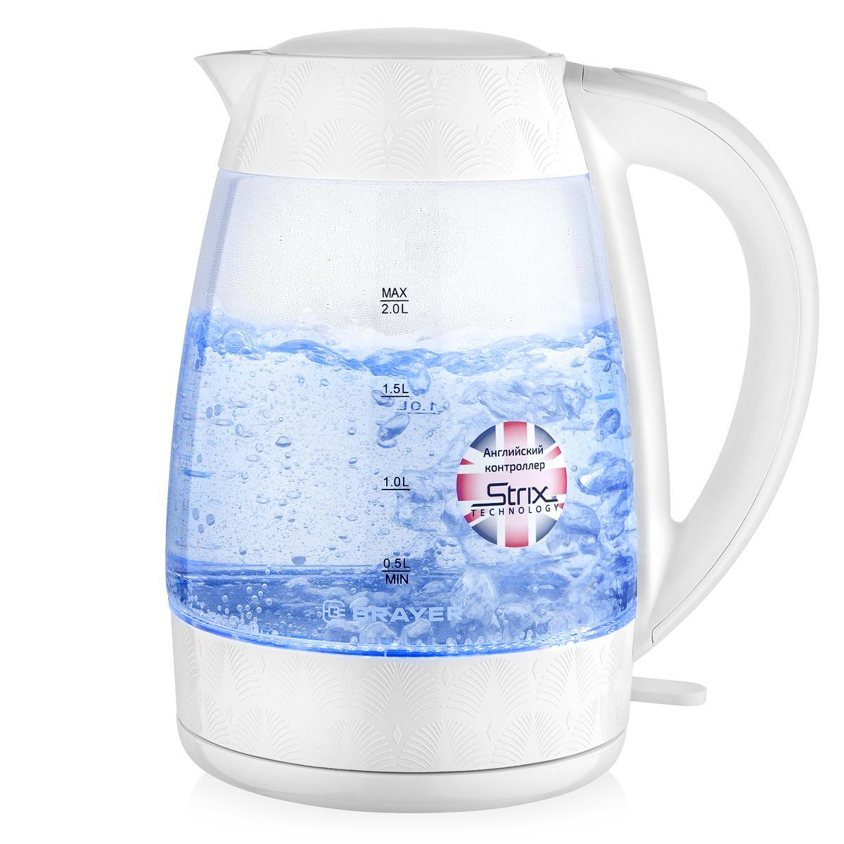 Изображение товара Электрический чайник BRAYER BR1024 2л белый глянец автоматическое отключение