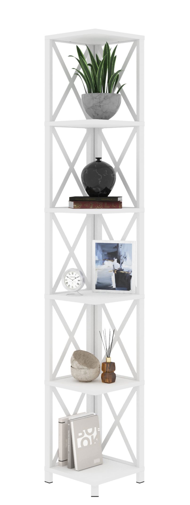 Изображение товара Стеллаж с полками Make mebel Лофт Слим-6 29x182x29 см металлический белый