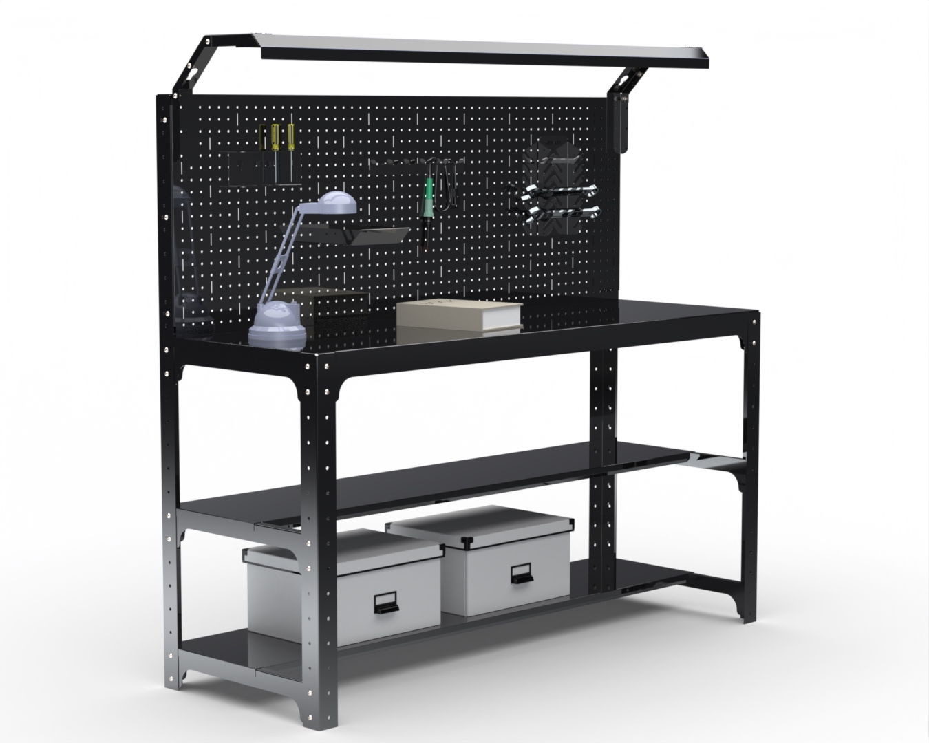 Изображение товара Металлический рабочий стол METALEX 201625 прочный для производства и склада черный