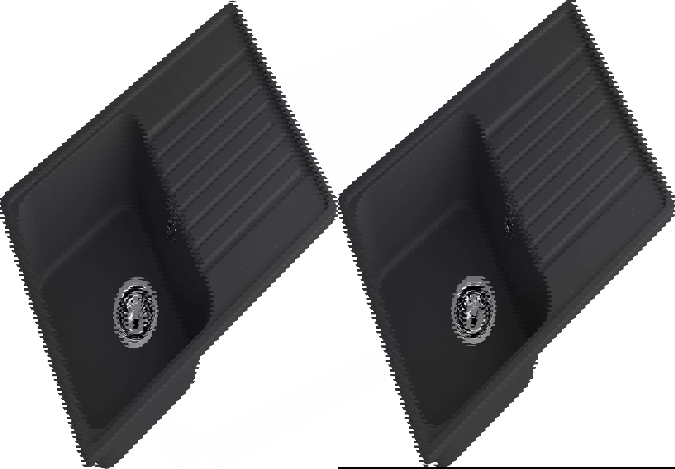 Изображение товара Мойка для кухни ЭКО-М 7448 черная, кварц, врезная, 47.6x73.6 см