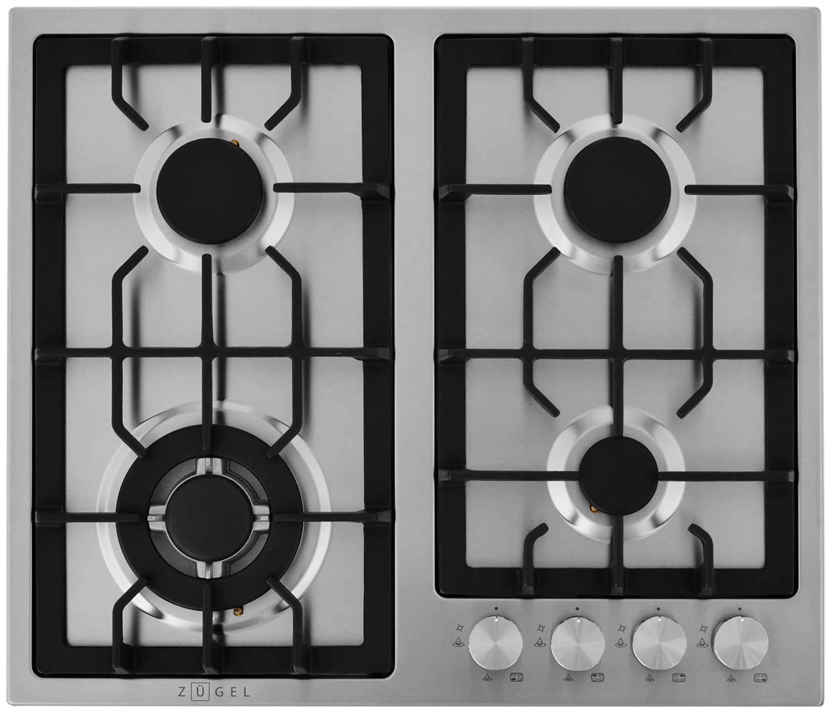 Изображение товара Газовая варочная панель Zugel ZGH601X 58 см 4 конфорки цвет нержавеющая сталь