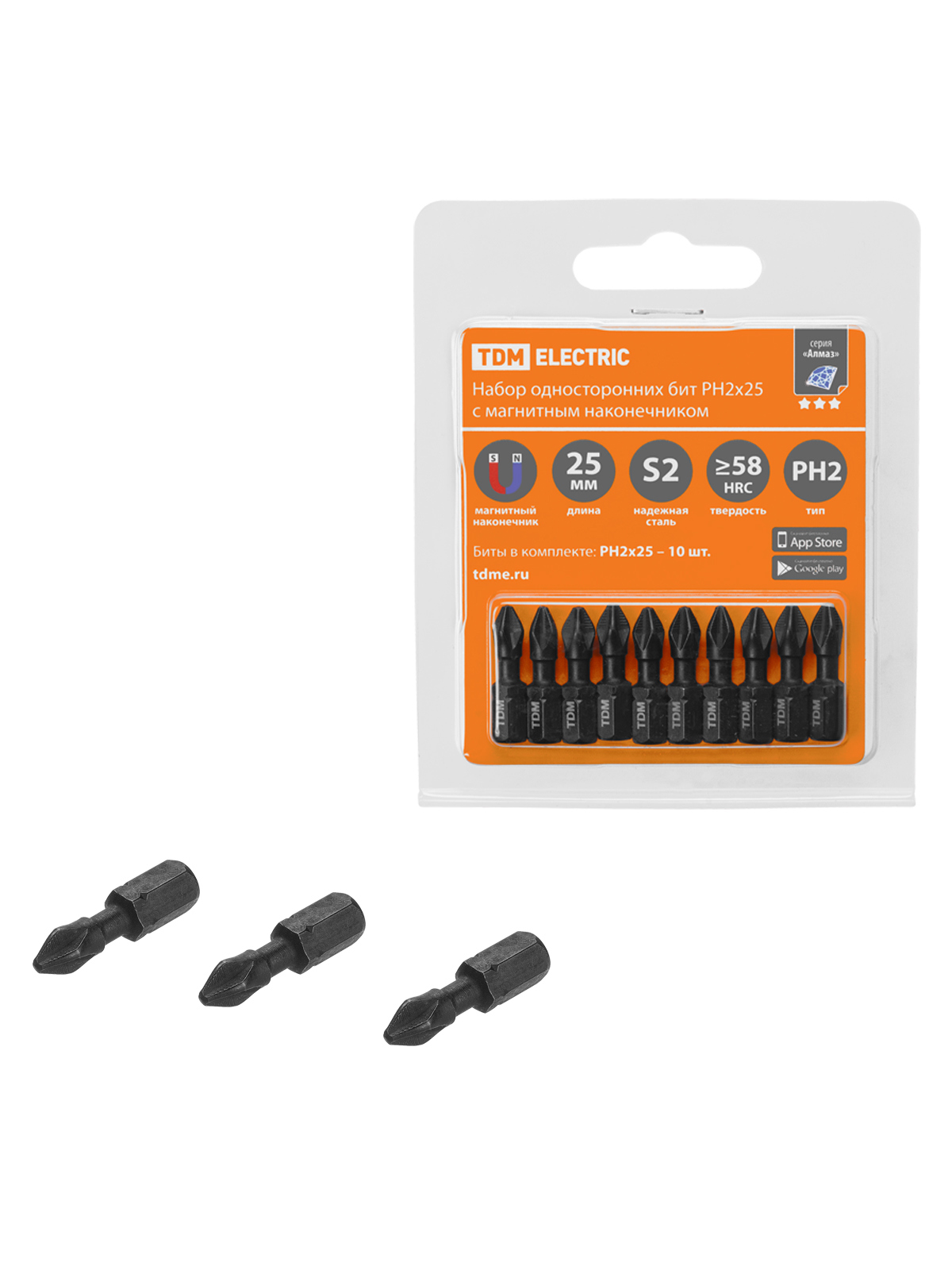Изображение товара Бита крестовая торсионная TDM Electric SQ1019-0439 PH2x25 мм, 10 шт
