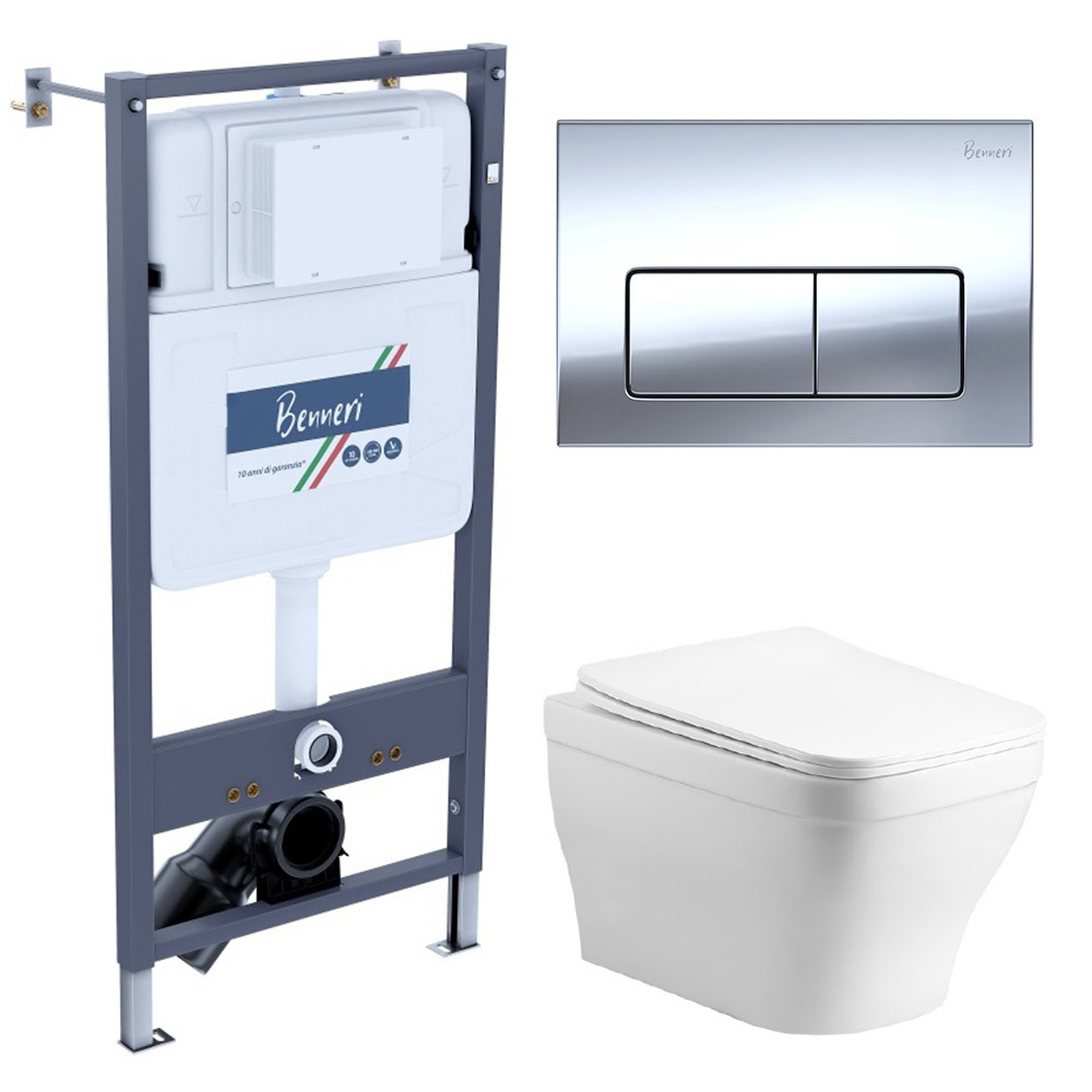 Изображение товара Комплект инсталляция с унитазом Benneri B4.53.015B.AQ1180 цвет белый