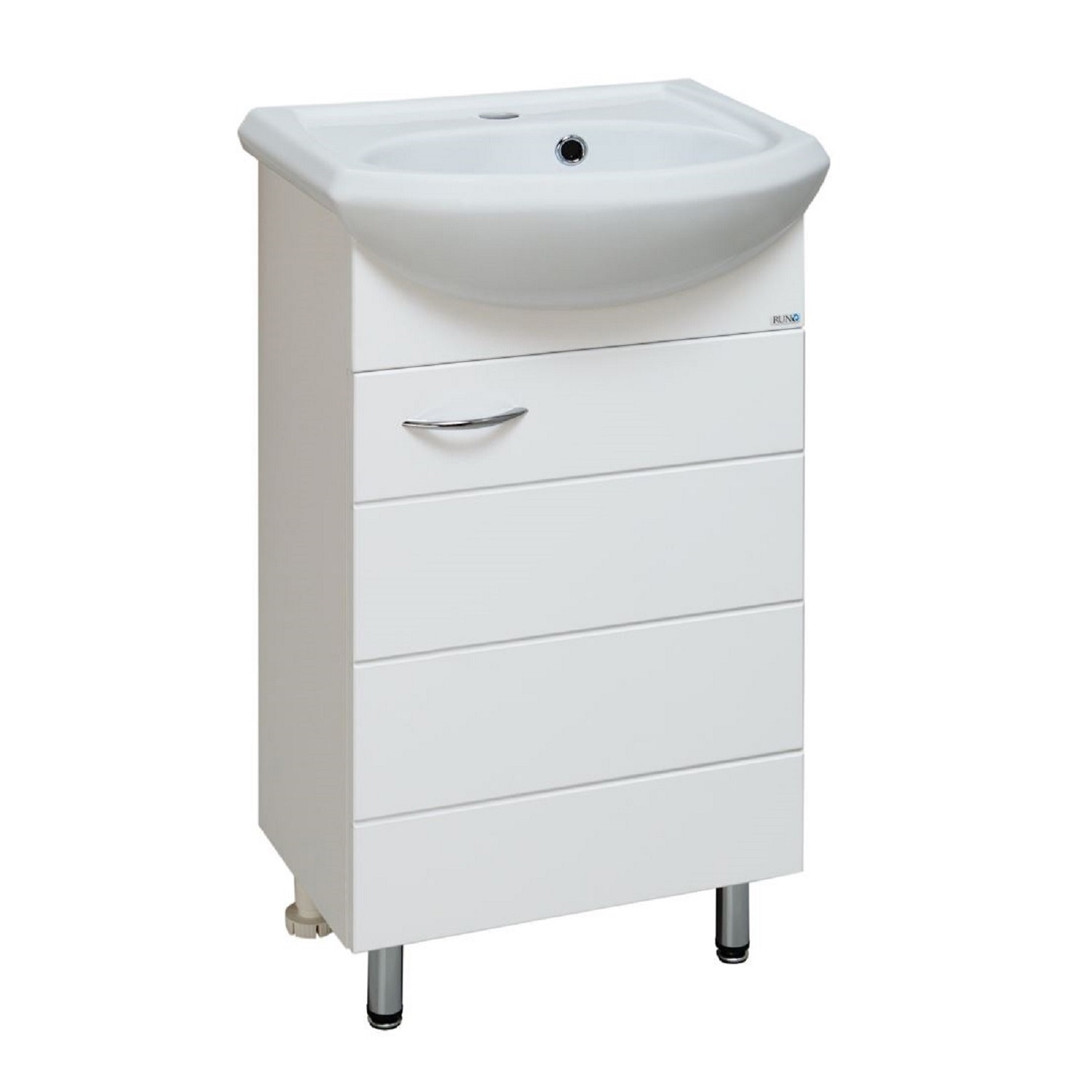 Изображение товара Тумба под раковину RUNO Кипарис 45 см напольная белая с полками и дверцей