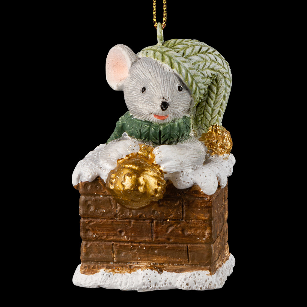 Изображение товара Елочная игрушка Erichkrause Мышка в дымоходе 5.5 см x 2.5 см разноцветный
