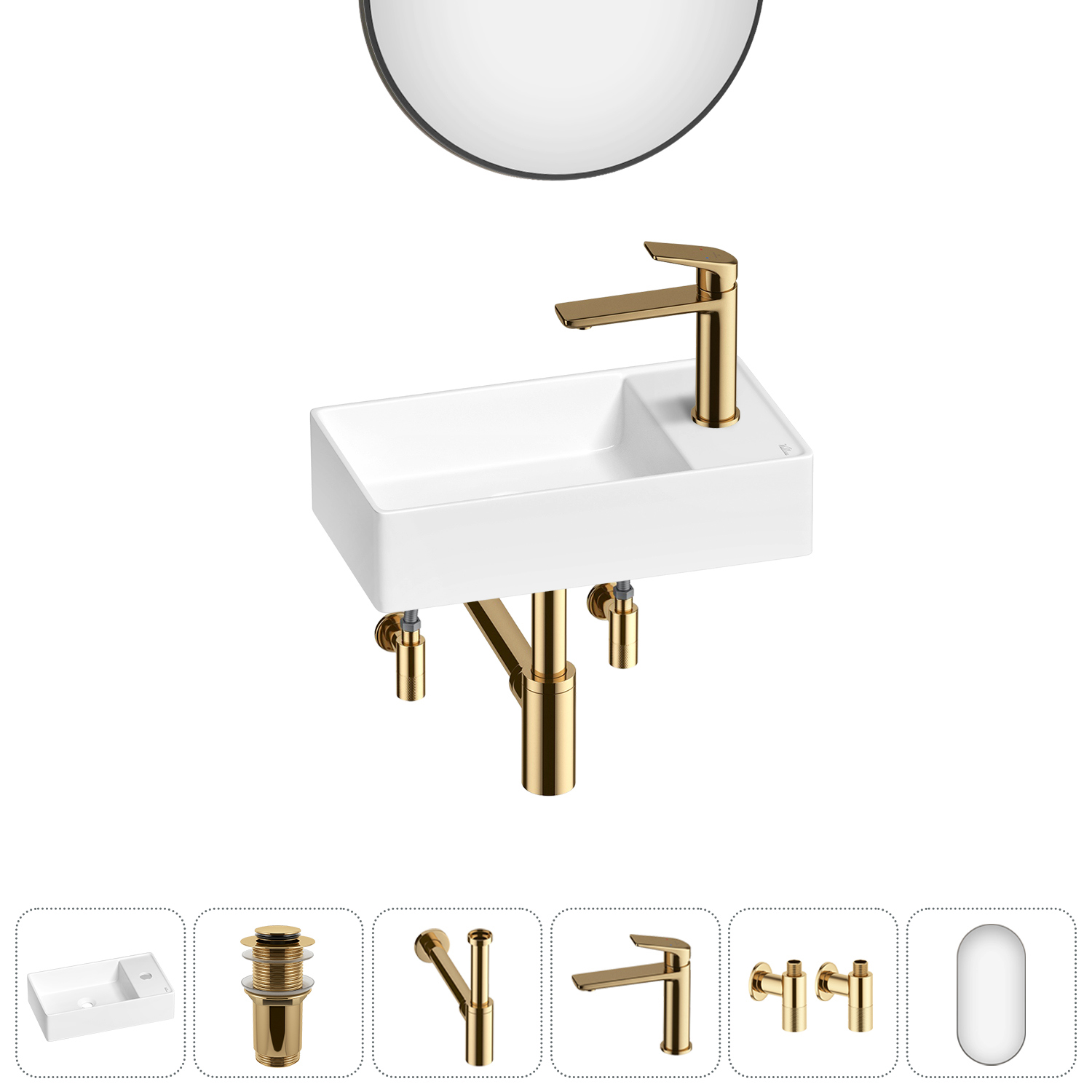 Изображение товара Раковина Wellsee WC Area 41 см комплект 6 в 1 для современного интерьера