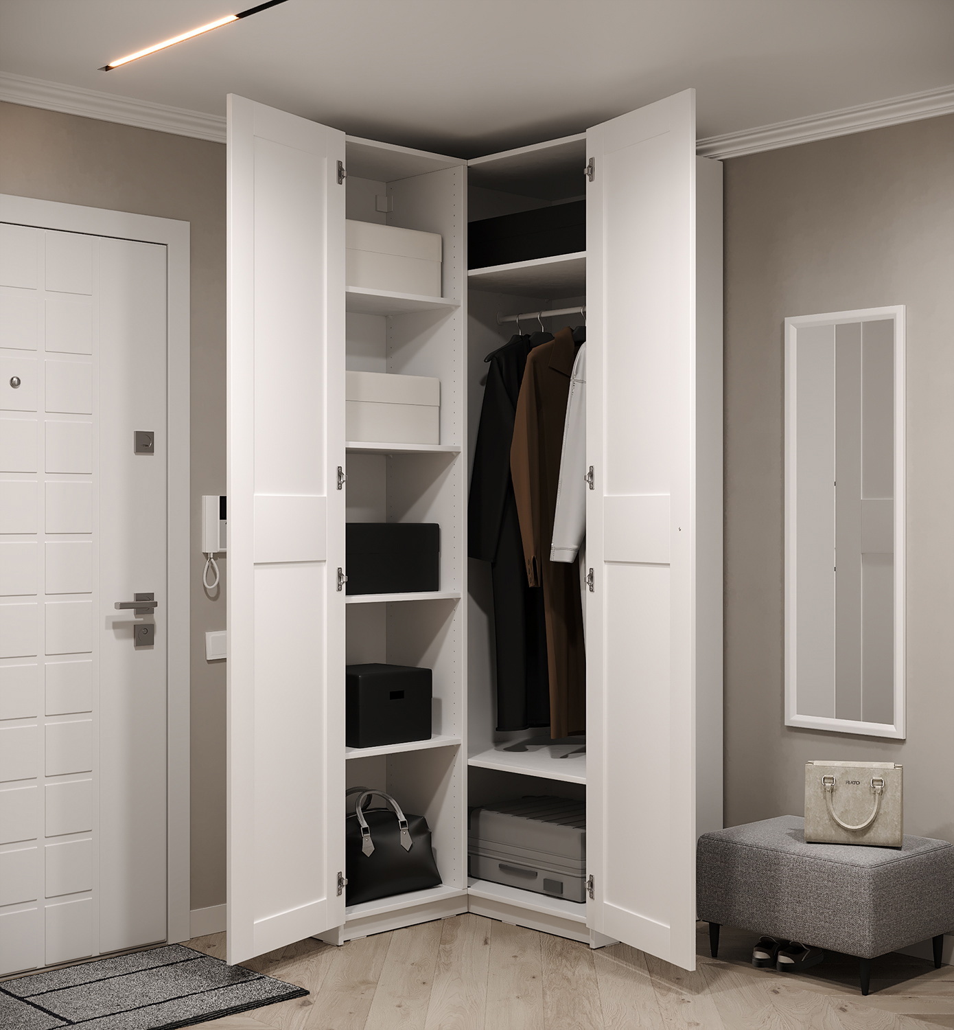 Изображение товара Угловой шкаф гардеробная система Гуд Лакк Макс 53.2x232.8x36.5 см белый