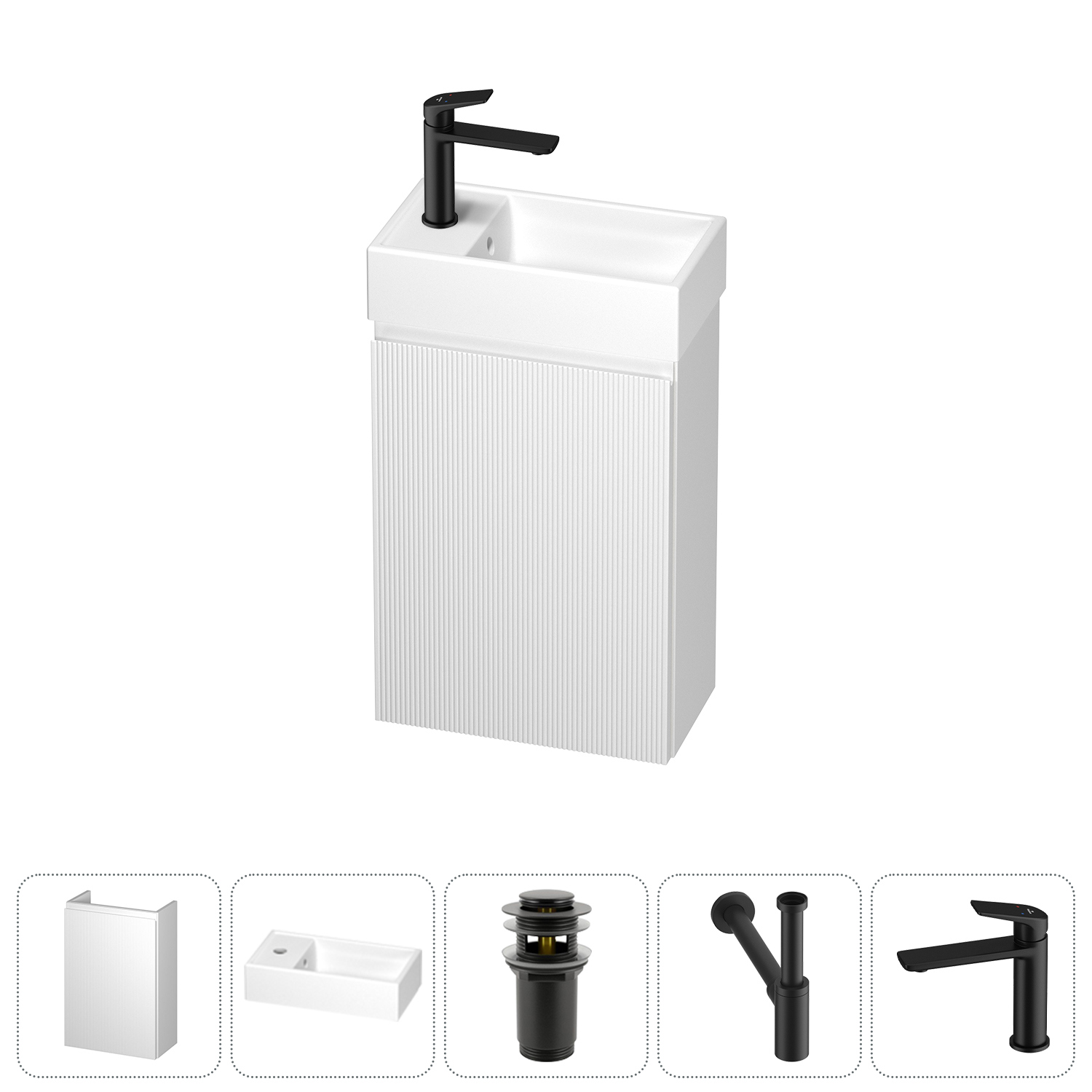 Изображение товара Подвесная тумба с раковиной Wellsee WC Area 40 см белая для ванной комнаты