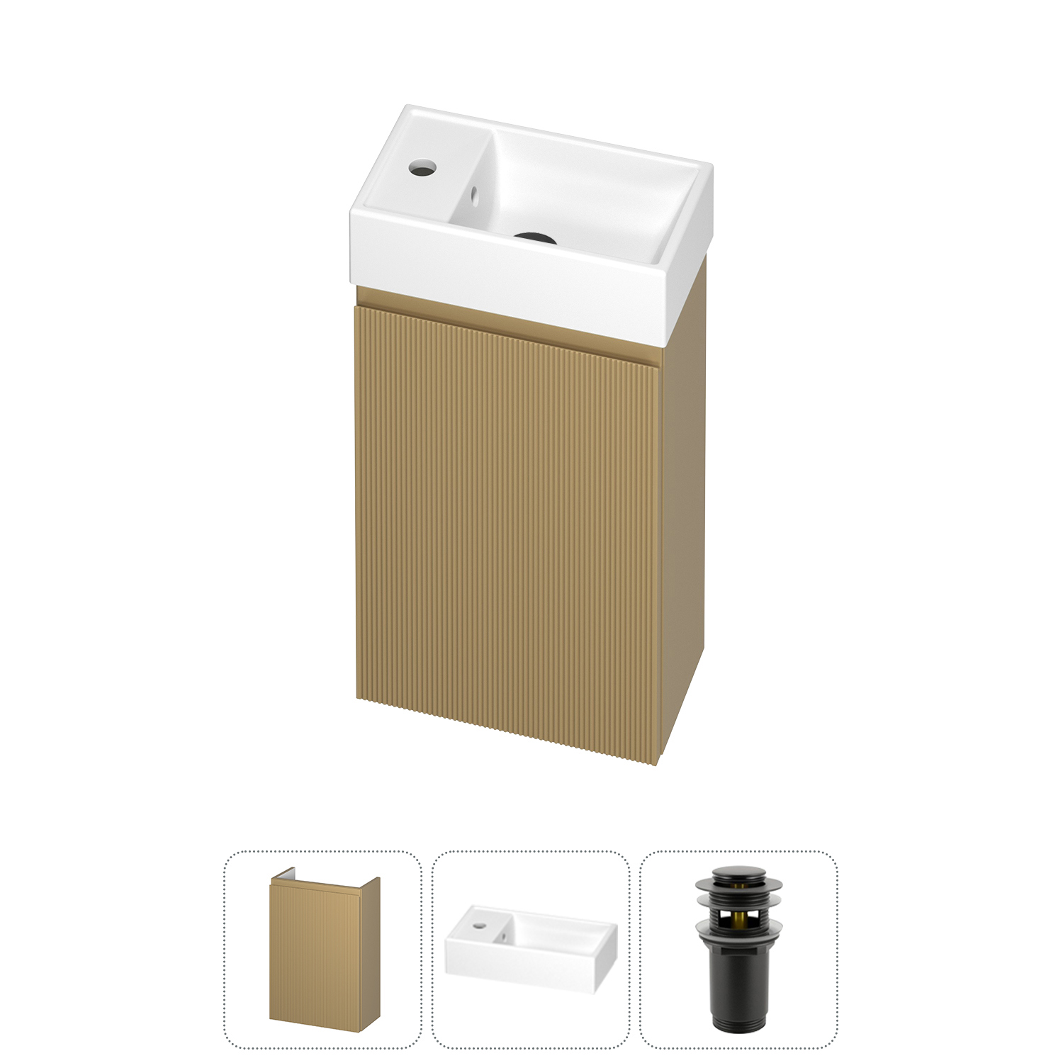 Изображение товара Тумба с раковиной и донным клапаном Wellsee WC Area 40 см бежевый