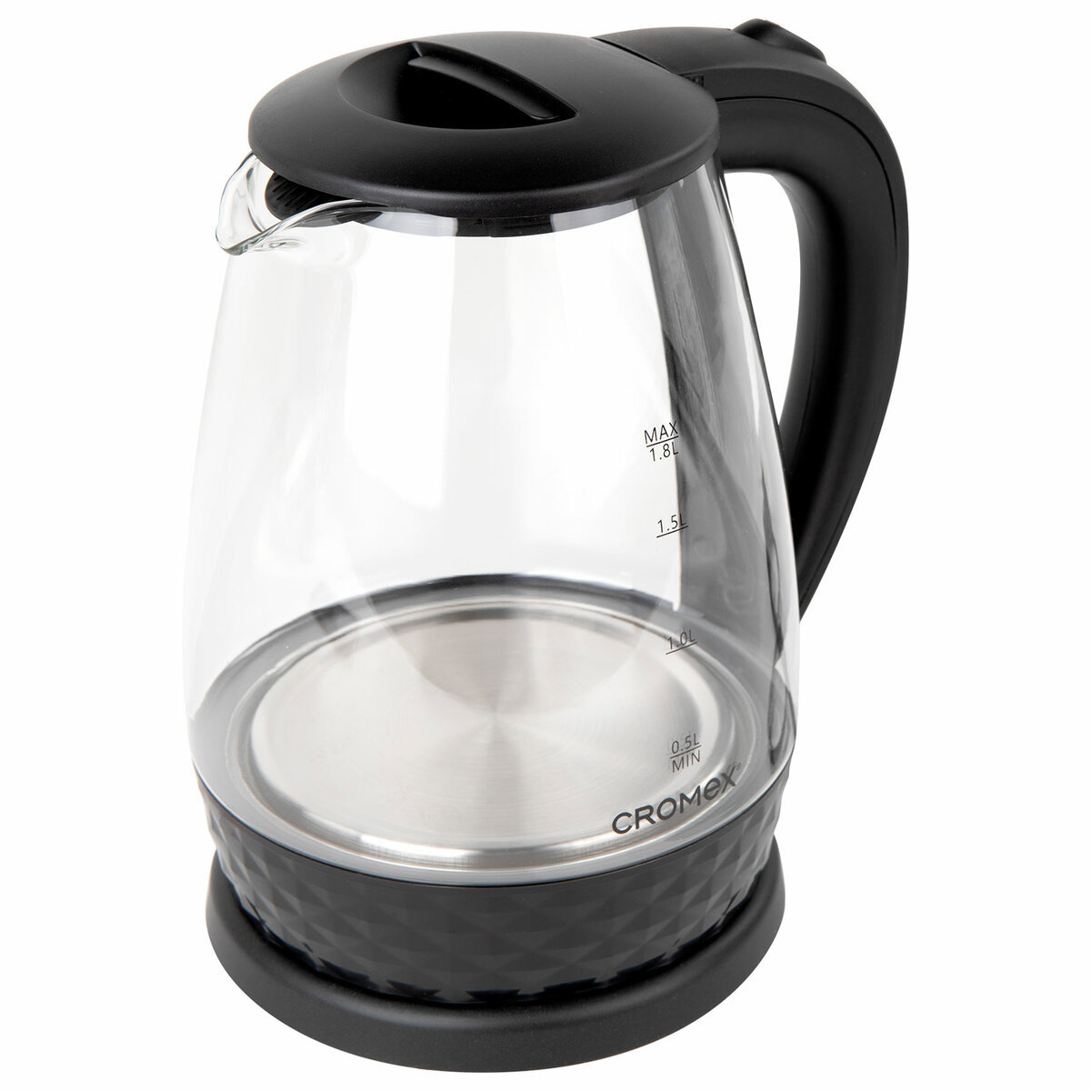Изображение товара Чайник электрический CROMEX KT-308, 1,8л, 1500Вт, стекло, черный, 455150