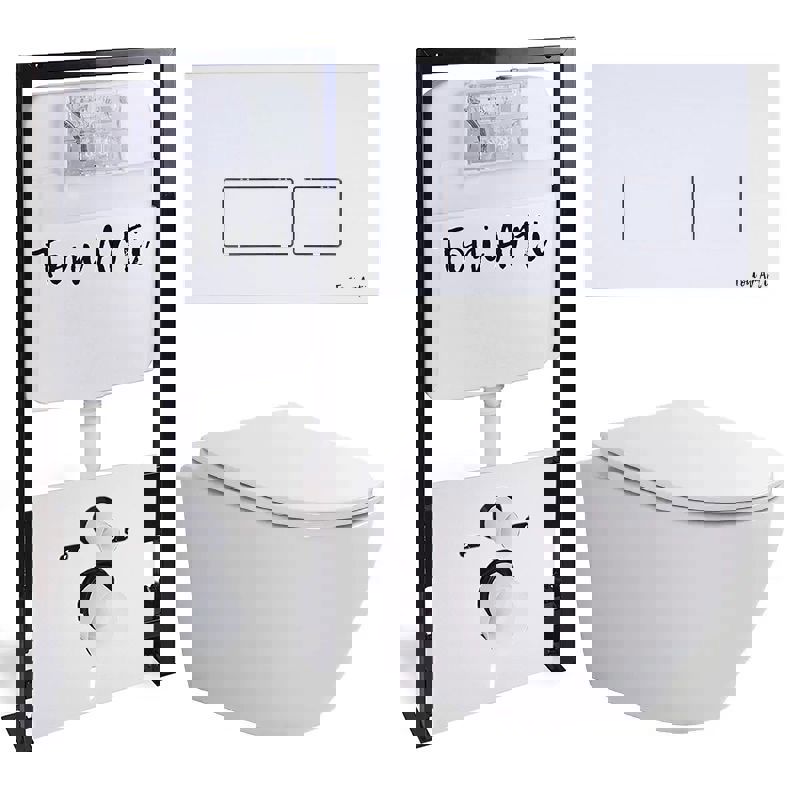 Изображение товара Комплект инсталляция и унитаз TONI ARTI 3 в 1 с кнопкой Noche белый глянец