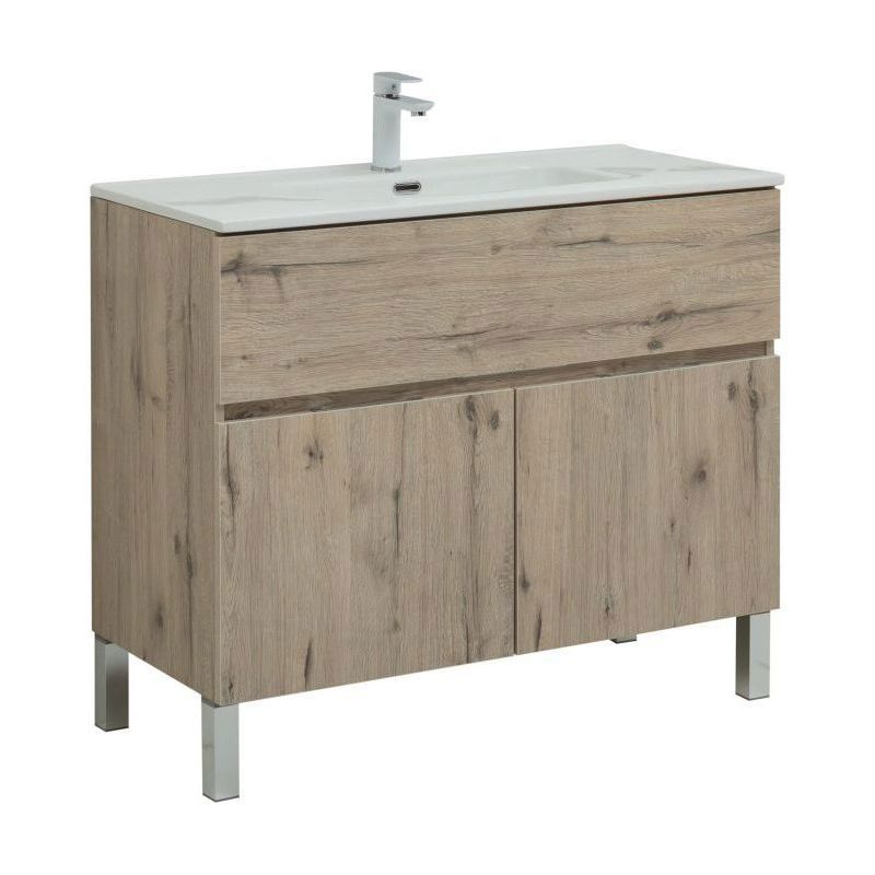 Изображение товара Тумба под раковину напольная Aquanet Алвита New 100 см белая дуб веллингтон