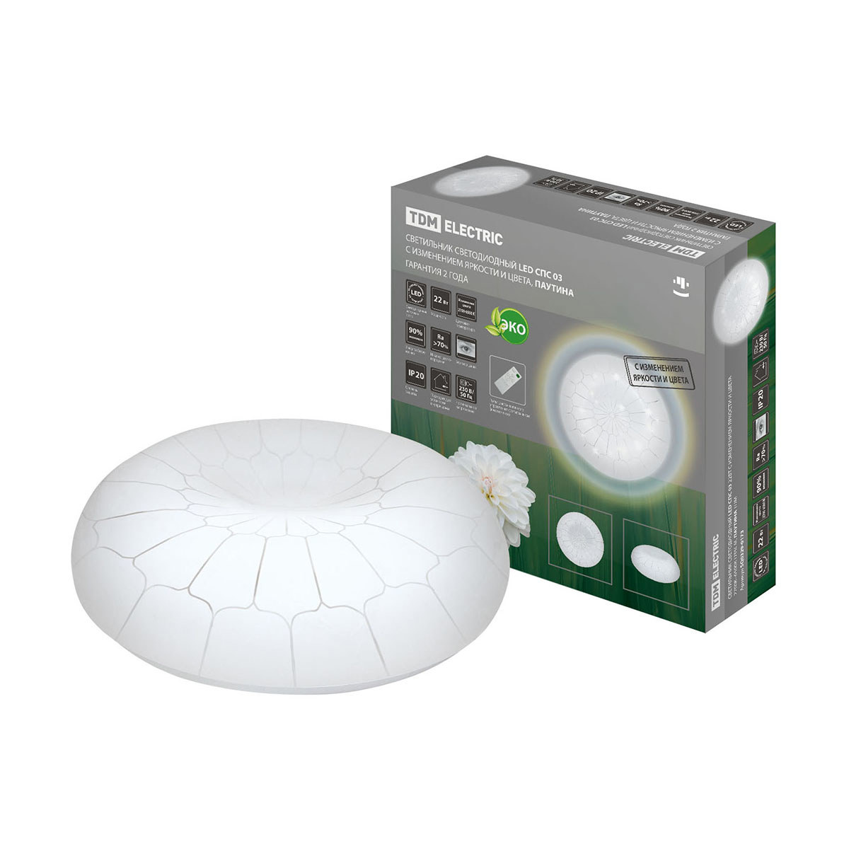 Изображение товара Светильник настенно-потолочный светодиодный Tdm Electric 244072 регулируемый белый свет цвет белый